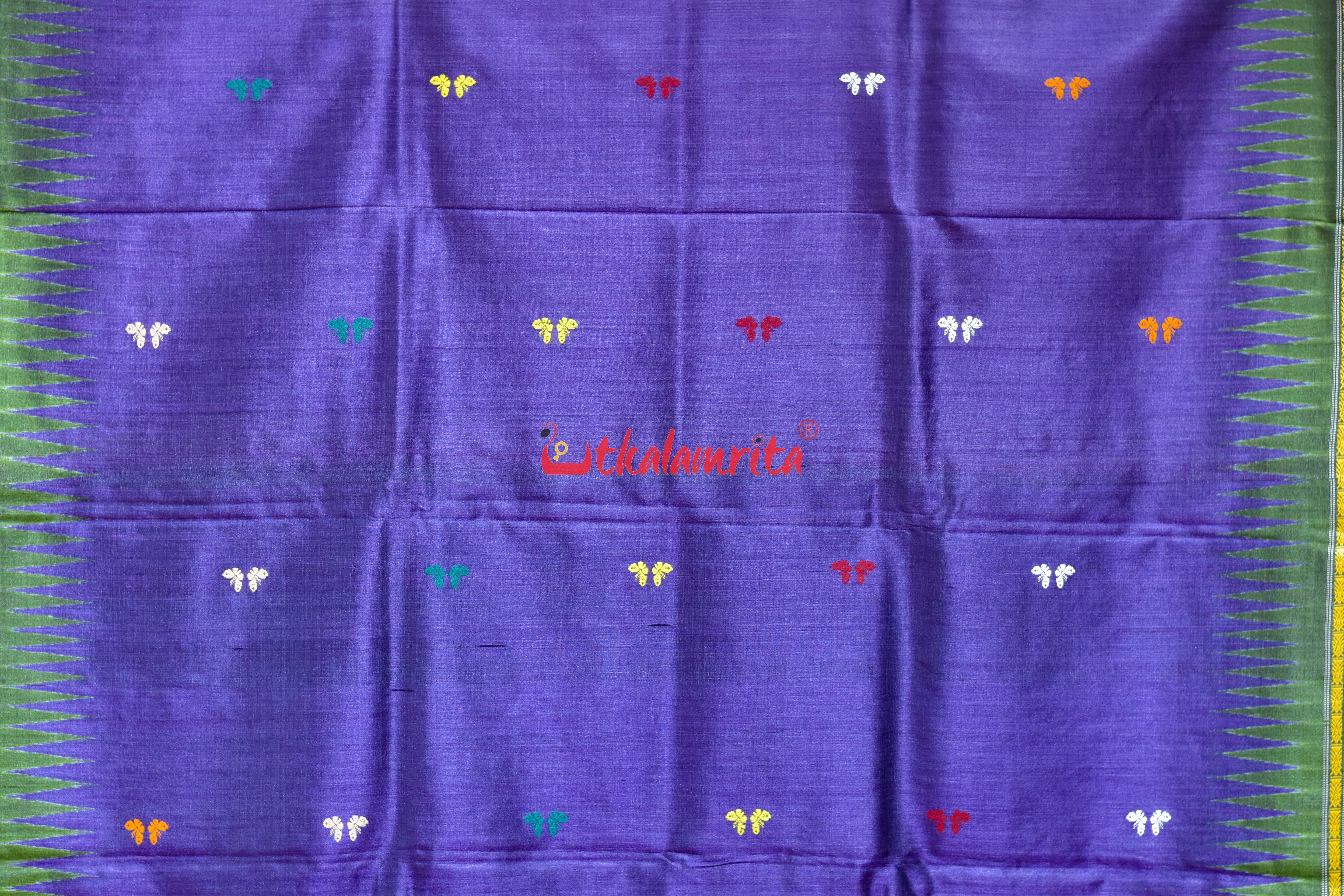Multi Butterfly on Violet Dolabedi Gopalpur Tussar Silk Saree