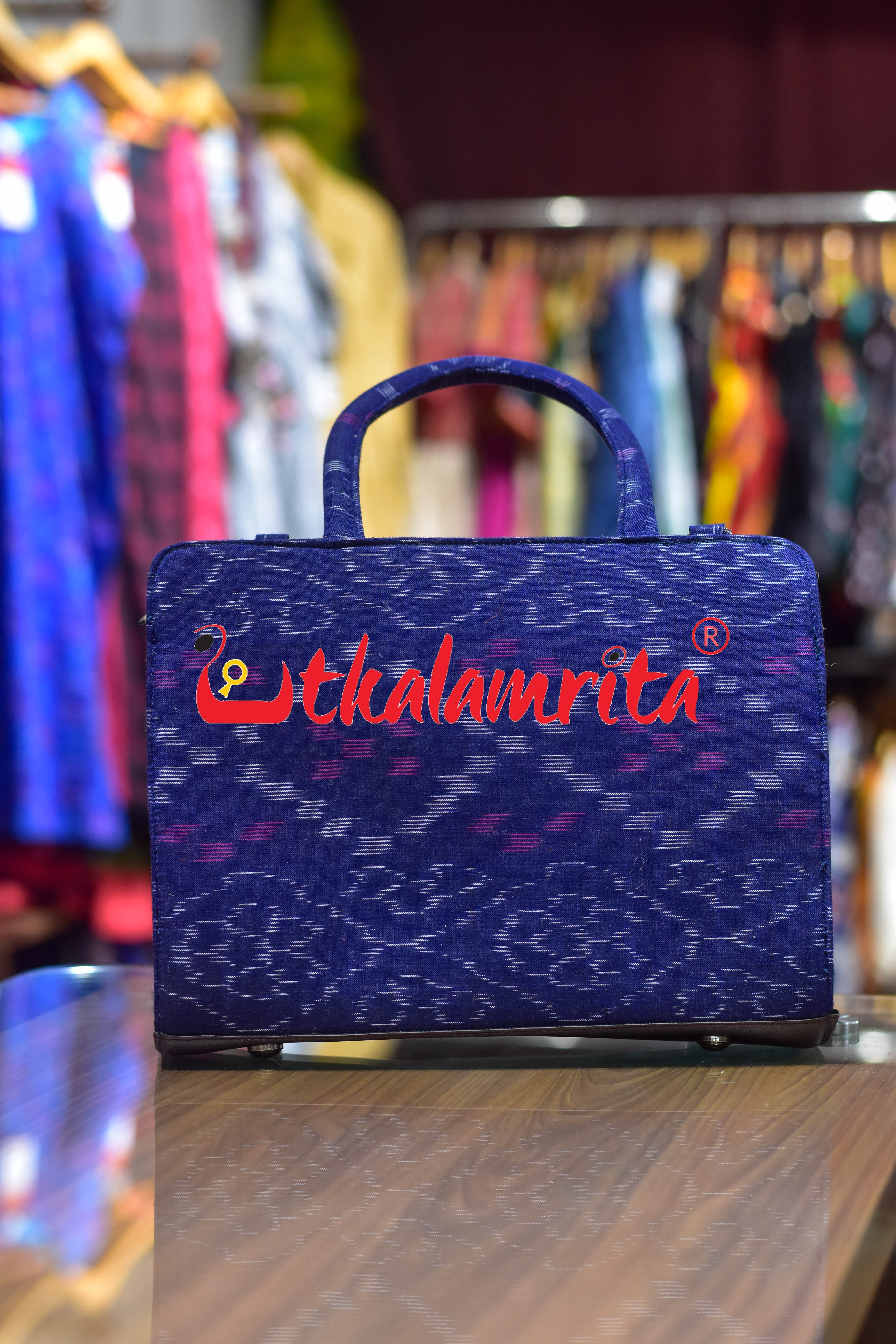 Blue Tetris Medium Vanity Bag