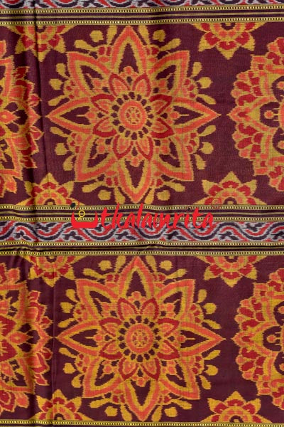 Big Haathi Lions Dancers Orange Sambalpuri Cotton Saree