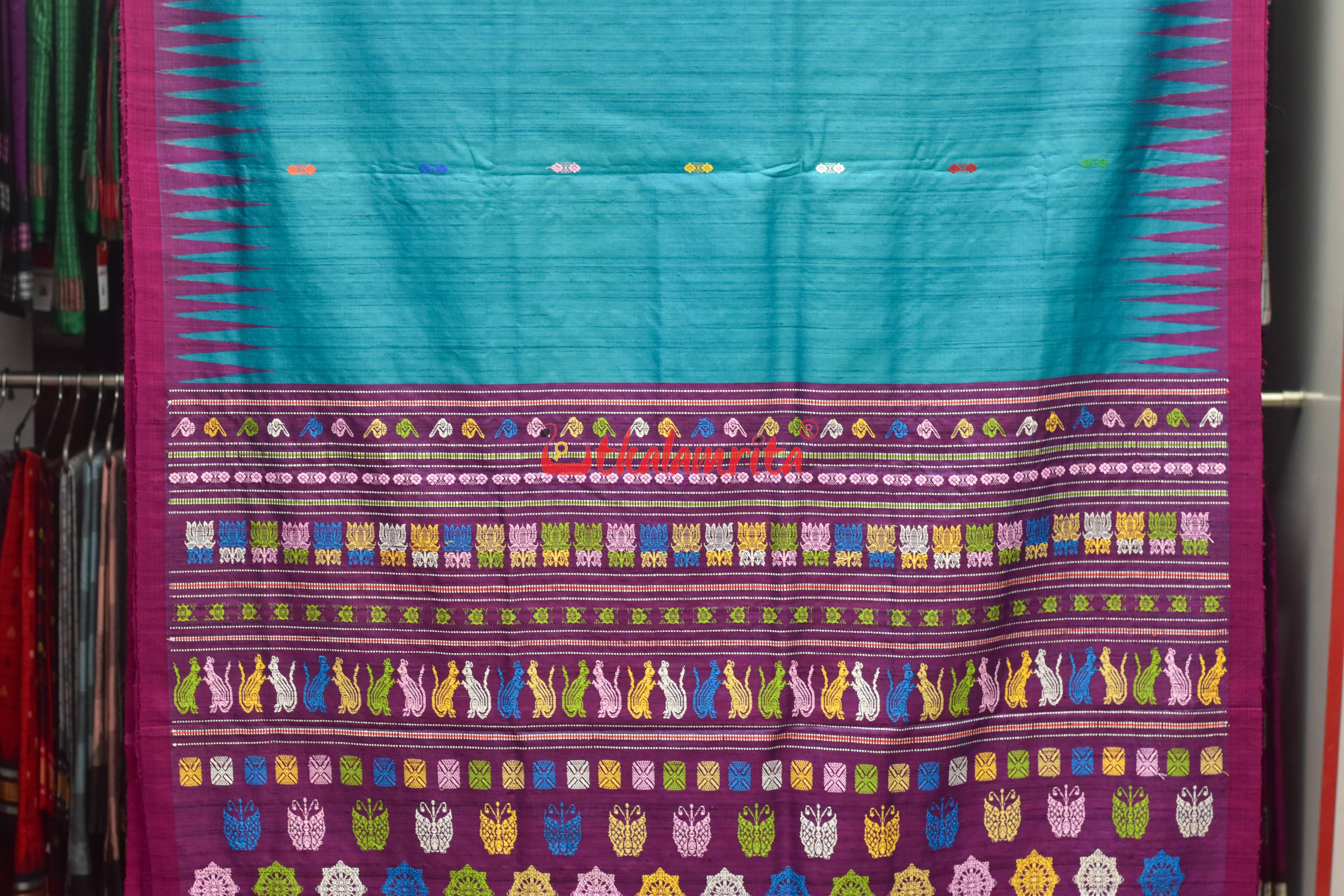 Blue Magenta Ramachandrapedi Silk Saree