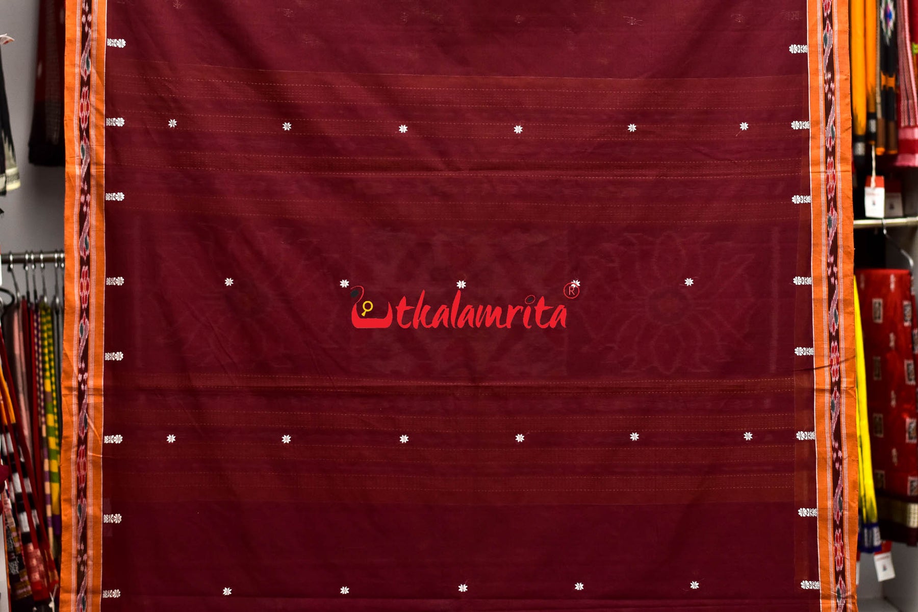 Maroon Yellow Pittala Cotton Saree