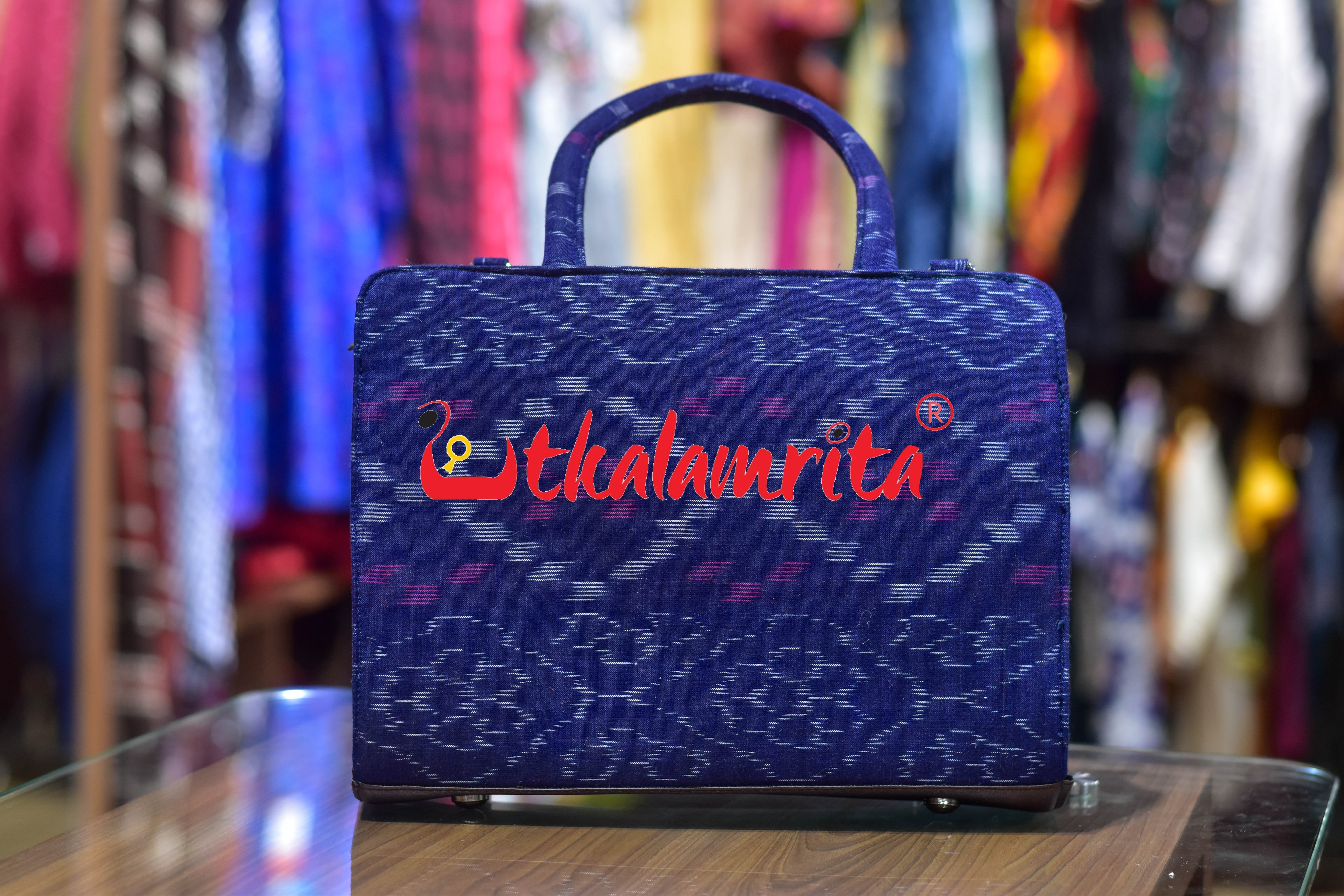 Blue Tetris Medium Vanity Bag