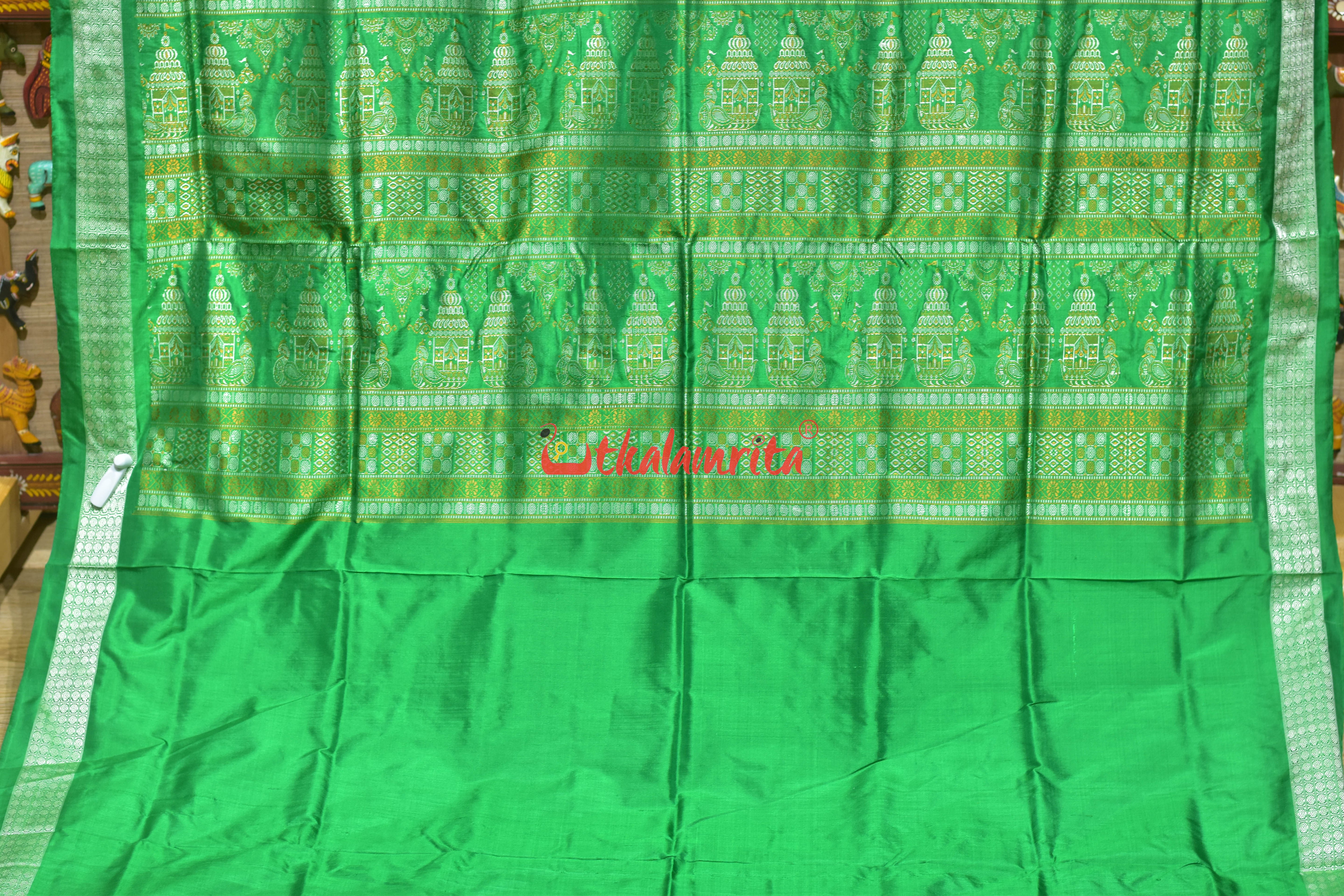 Pink House &Tree Bomkai Silk Saree