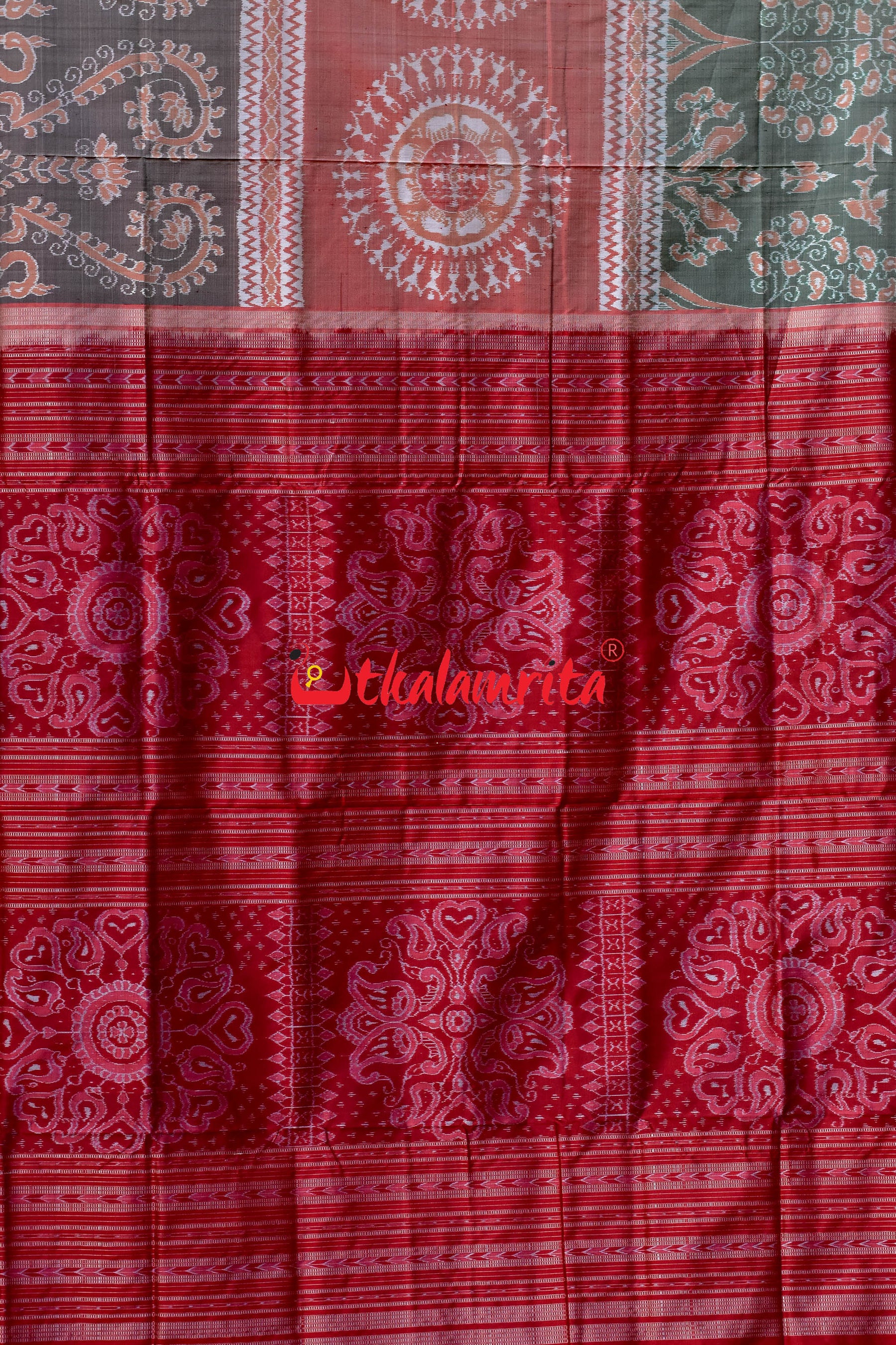 Peach 3D Tribals Sambalpuri Silk Saree