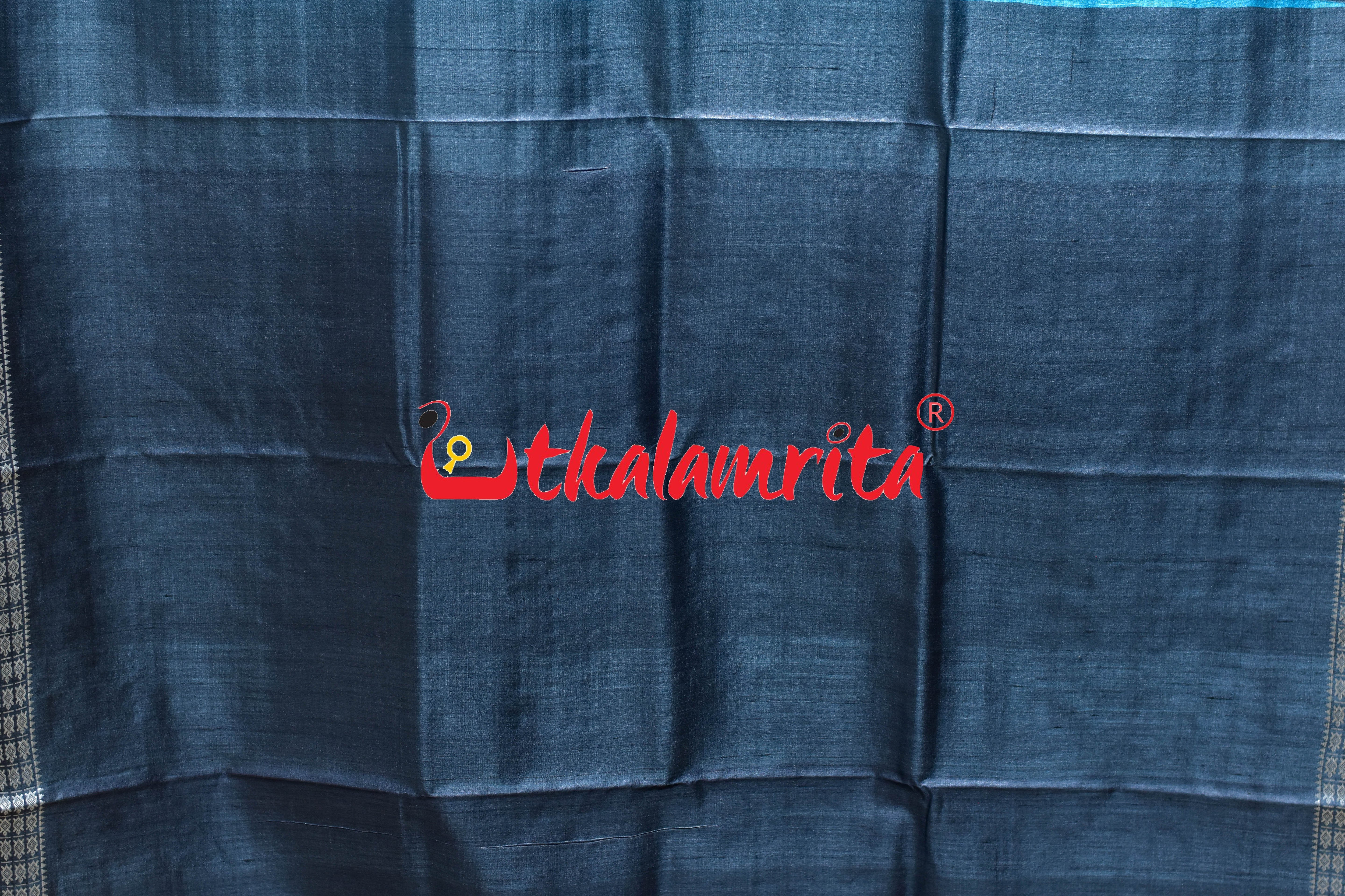 Boita Olive Ridley Blue Black Tussar Silk Saree