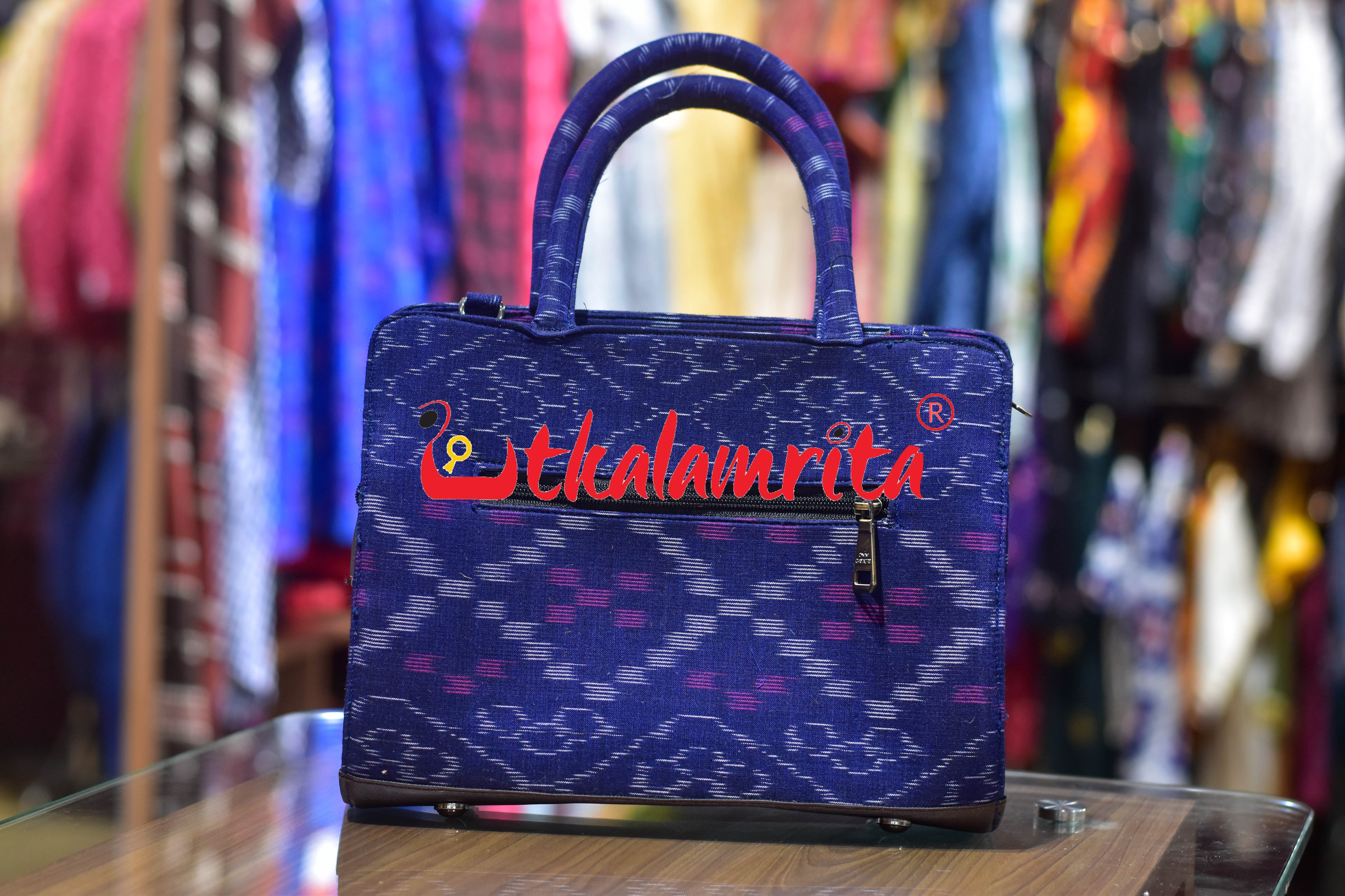 Blue Tetris Medium Vanity Bag