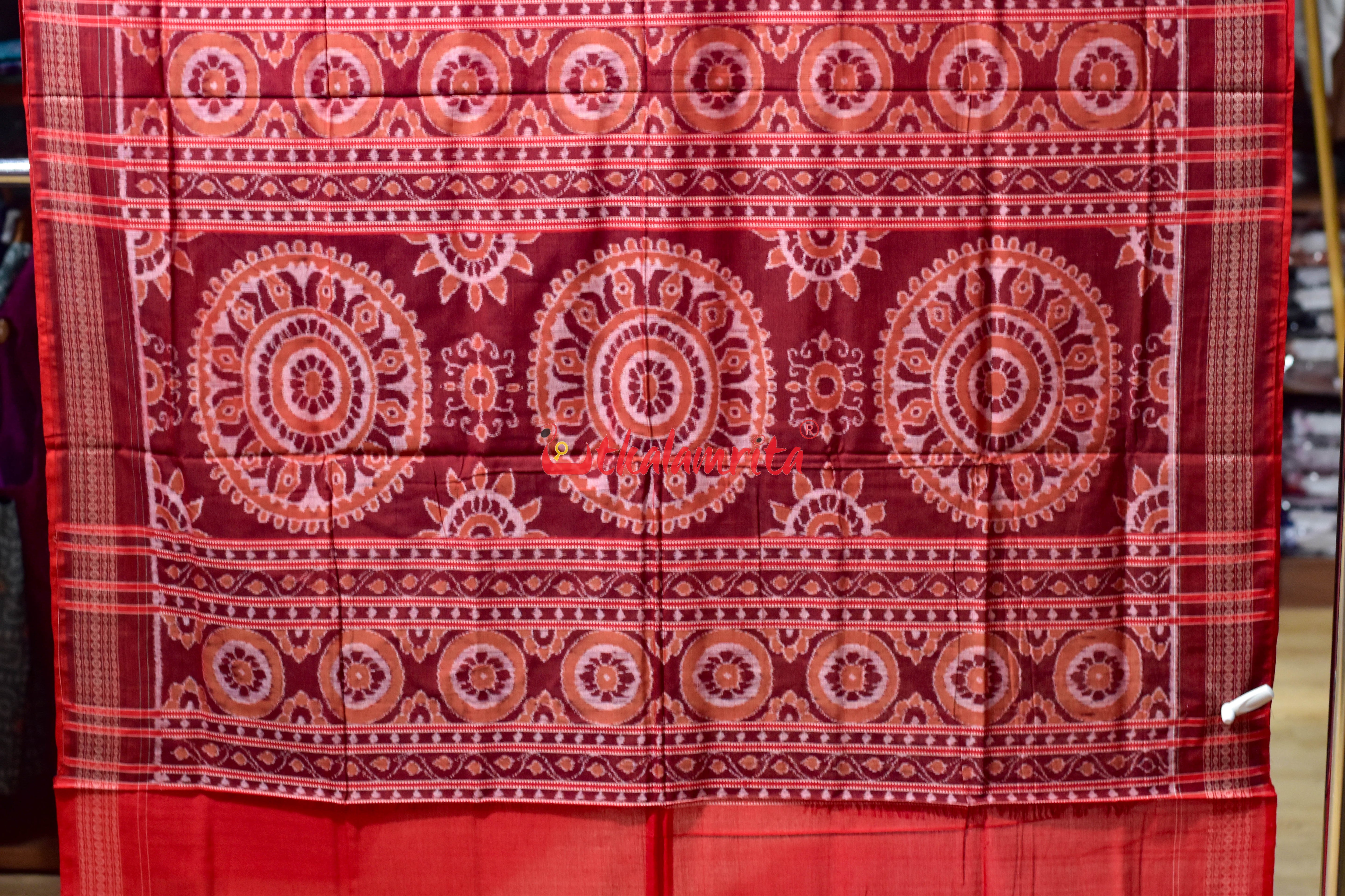 Teal Blue Hathi Chakra Sambalpuri Cotton Saree