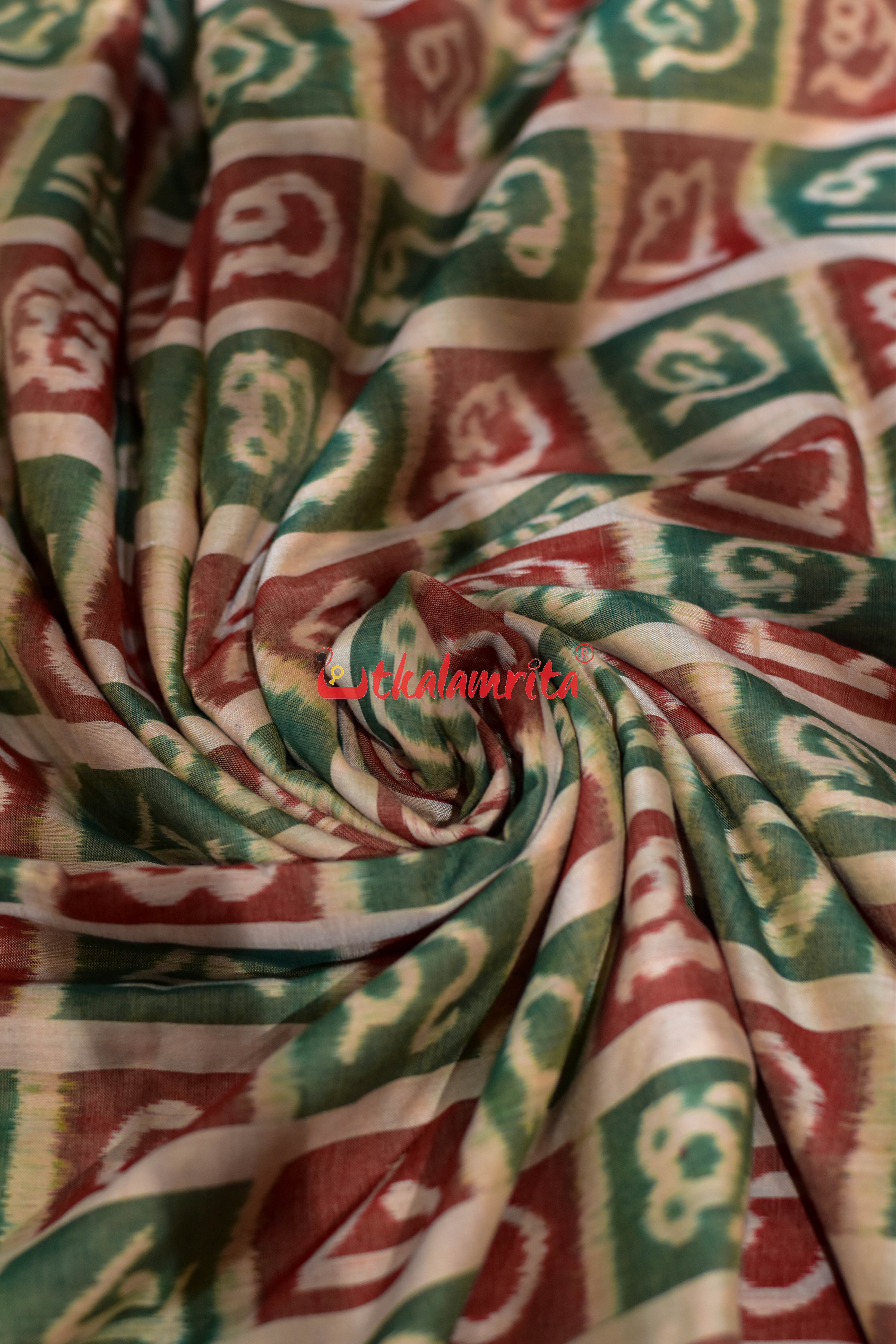 Matha Green Red Odia Alphabet Sambalpuri Cotton (Fabric)