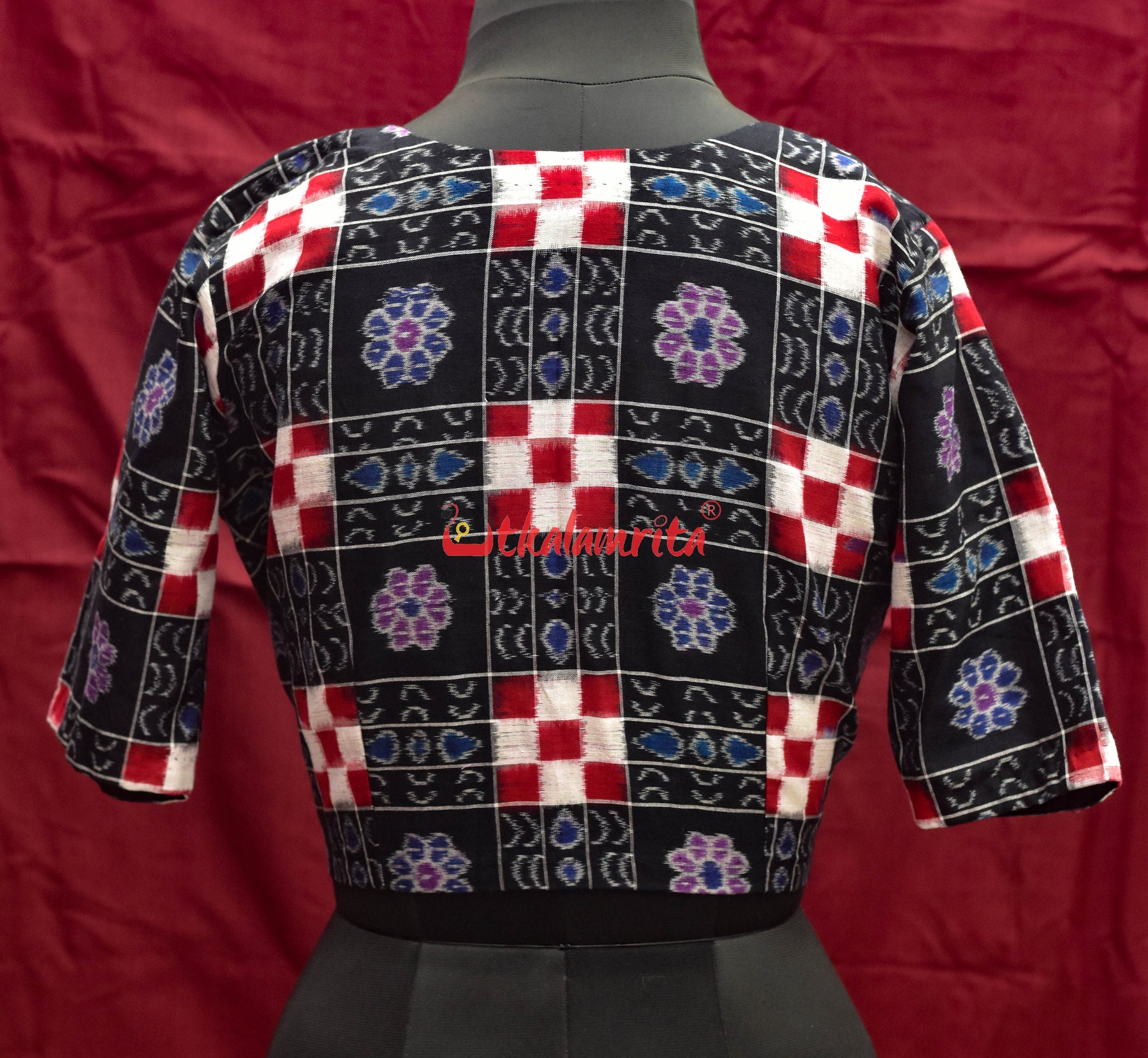 Black Flower Kothi Pasapali Cotton (Blouse)