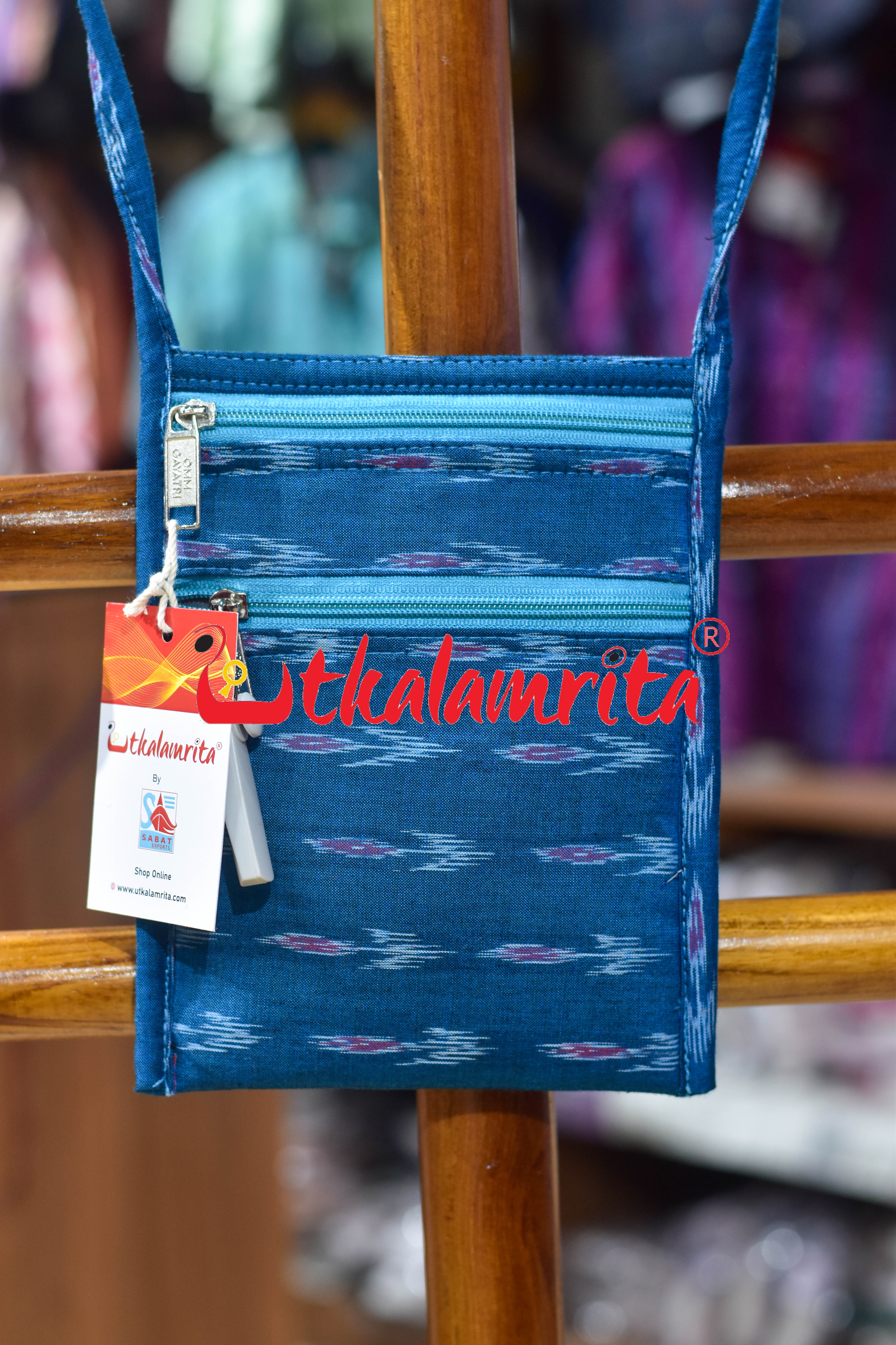 Prussian Blue Labanga Bandha Mobile Sling Bag