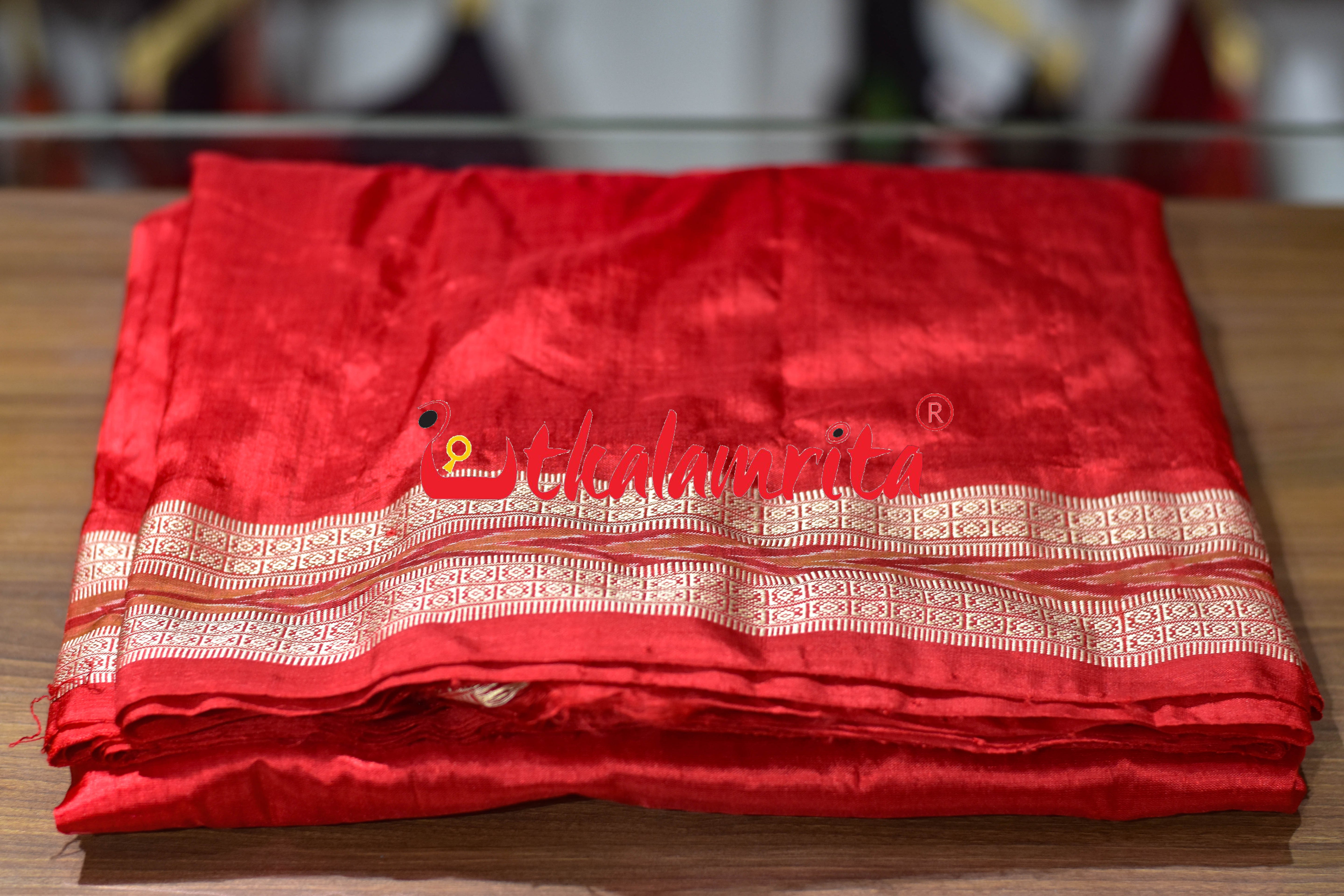 Red Dhanpatri Border Khandua Silk (Fabric)