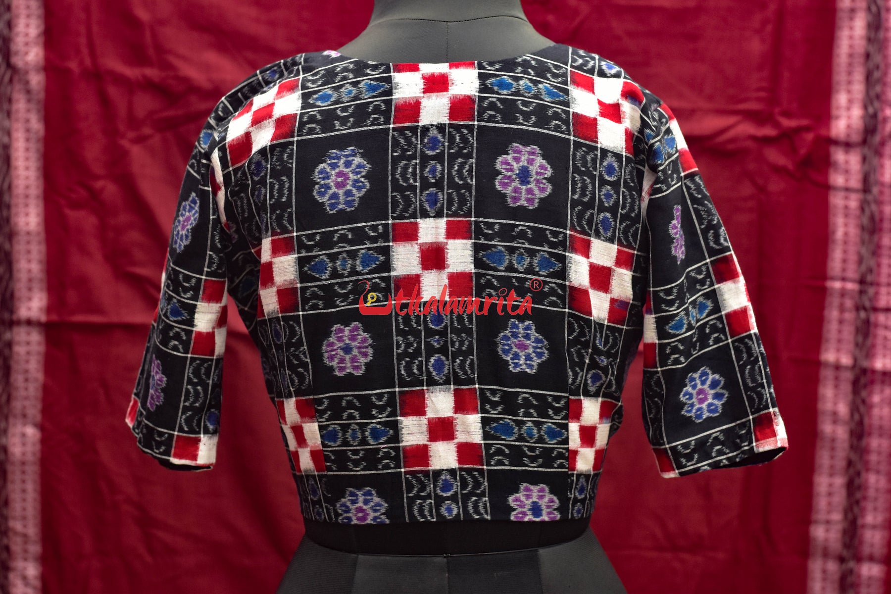 Black Flower Kothi Pasapali Cotton (Blouse)