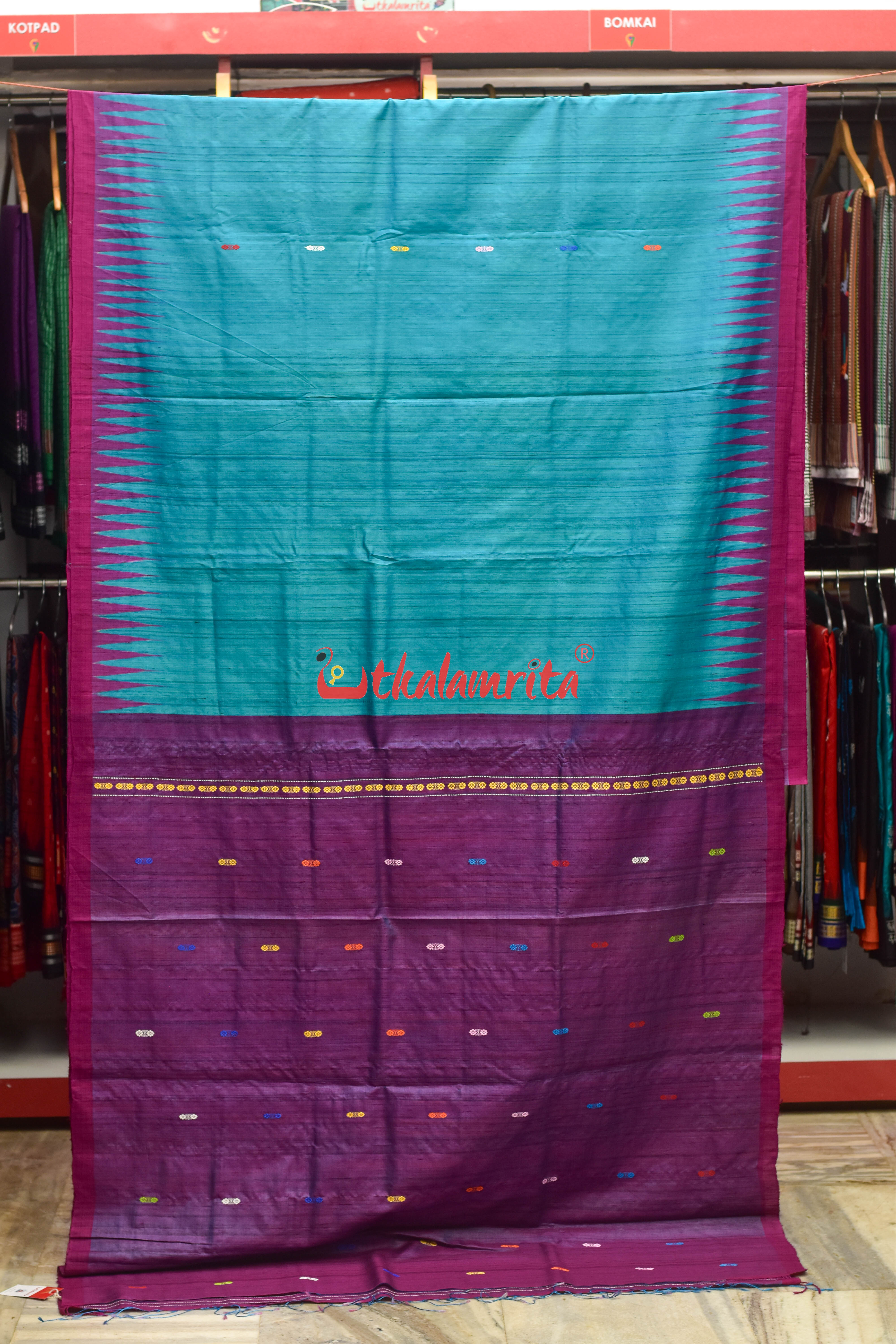 Blue Magenta Ramachandrapedi Silk Saree