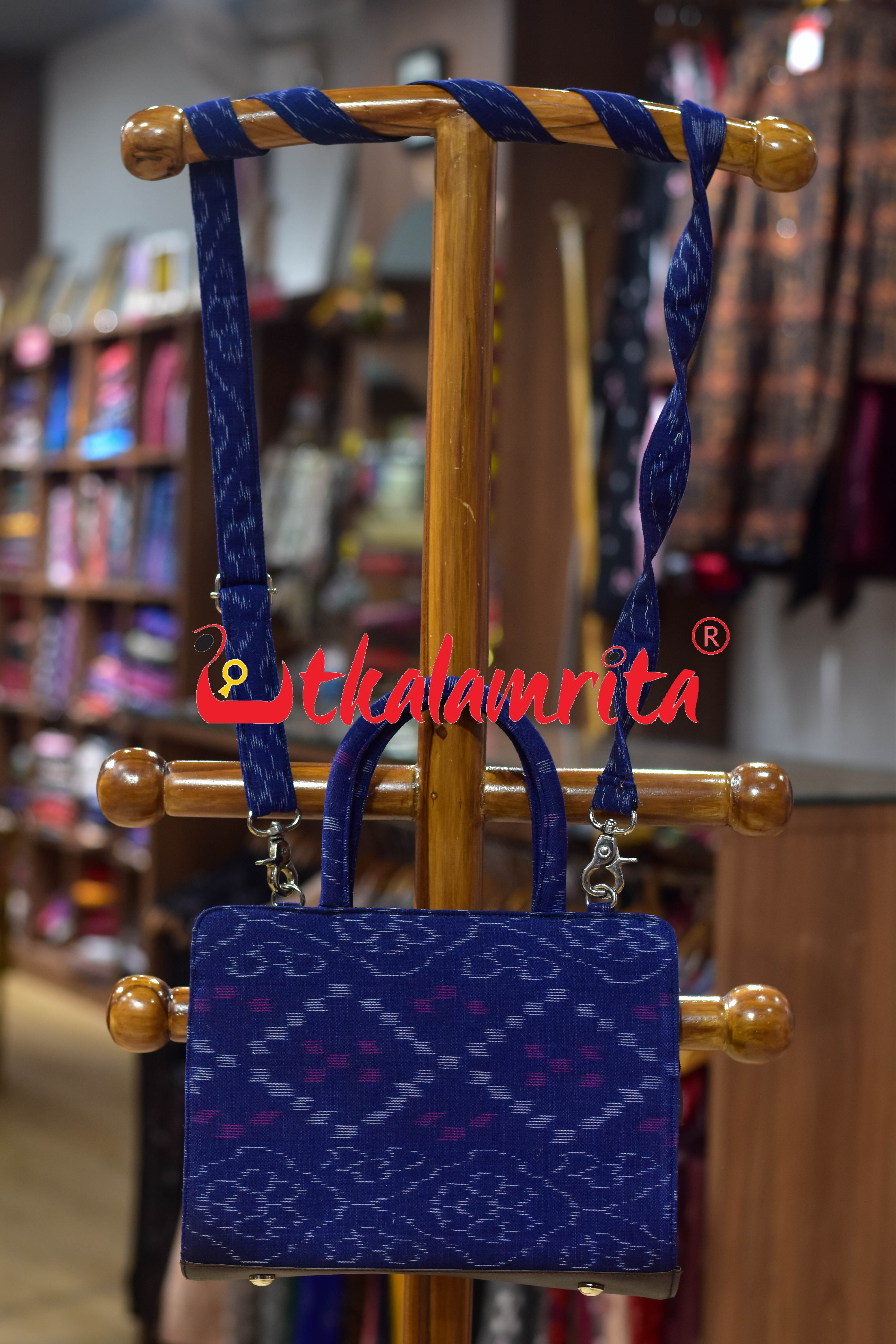 Blue Tetris Medium Vanity Bag