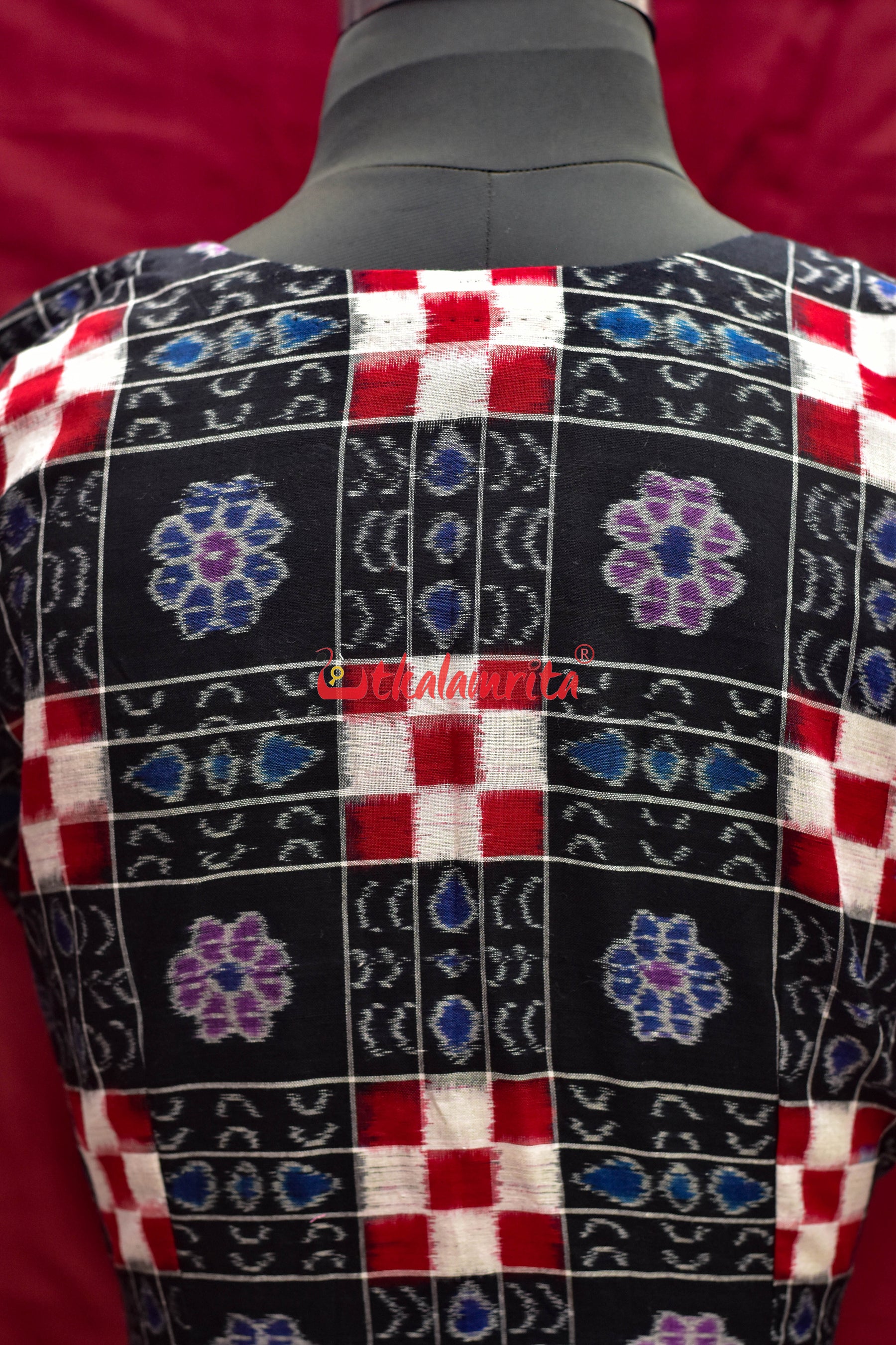 Black Flower Kothi Pasapali Cotton (Blouse)