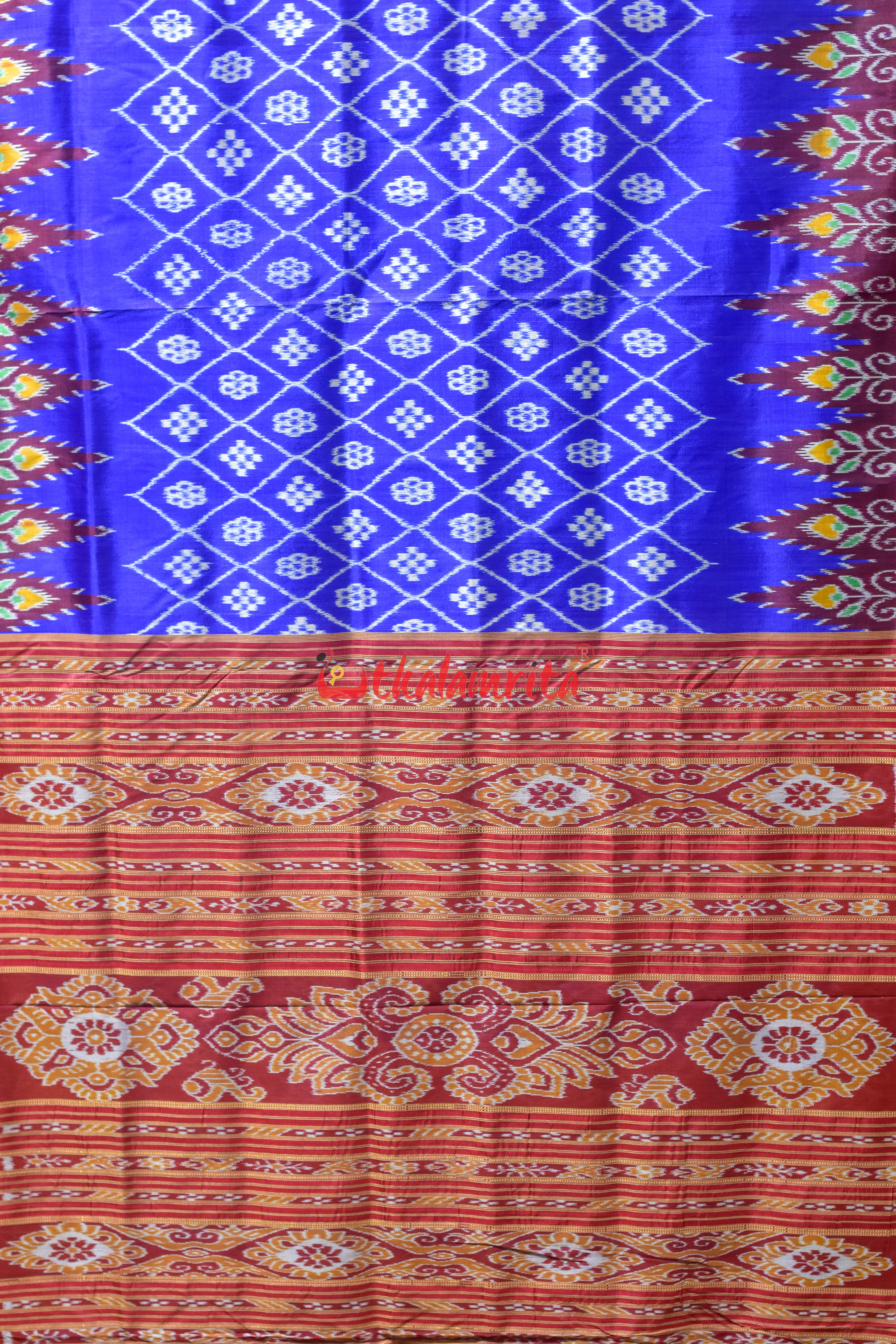 Blue Pasapali Body Khandua Silk Saree