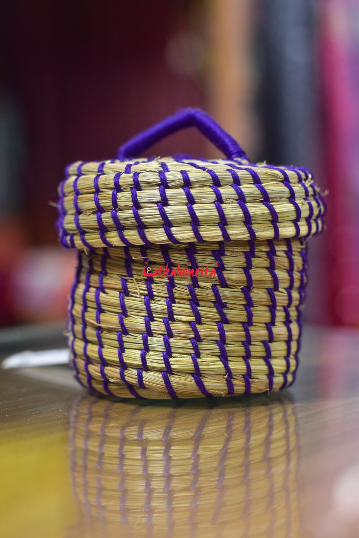 Sabai Grass Violet Thread Jewellery Box