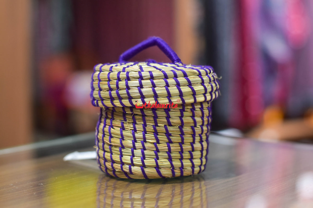 Sabai Grass Violet Thread Jewellery Box