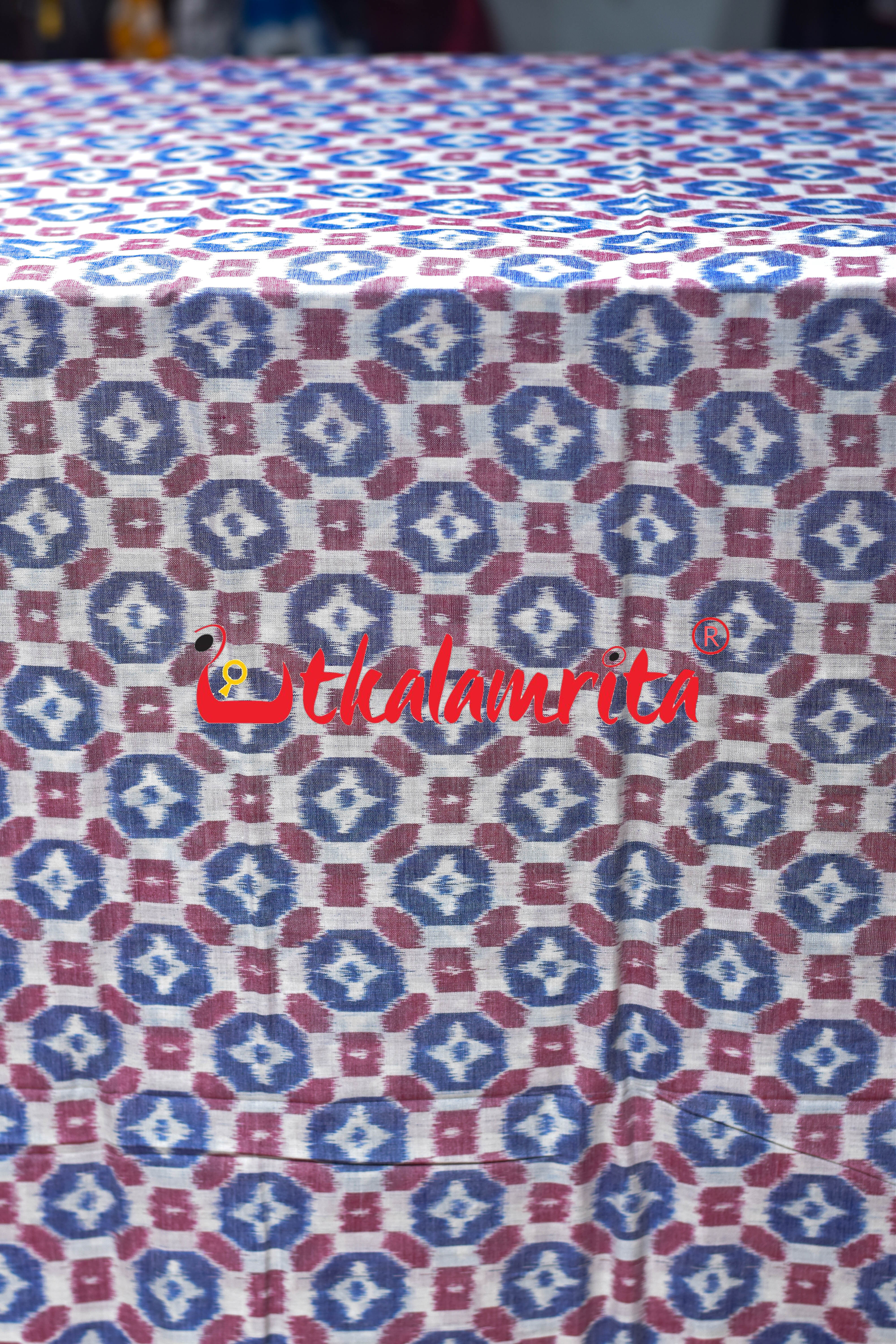 4D White Blue Red Blue Sambalpuri Cotton (Fabric)