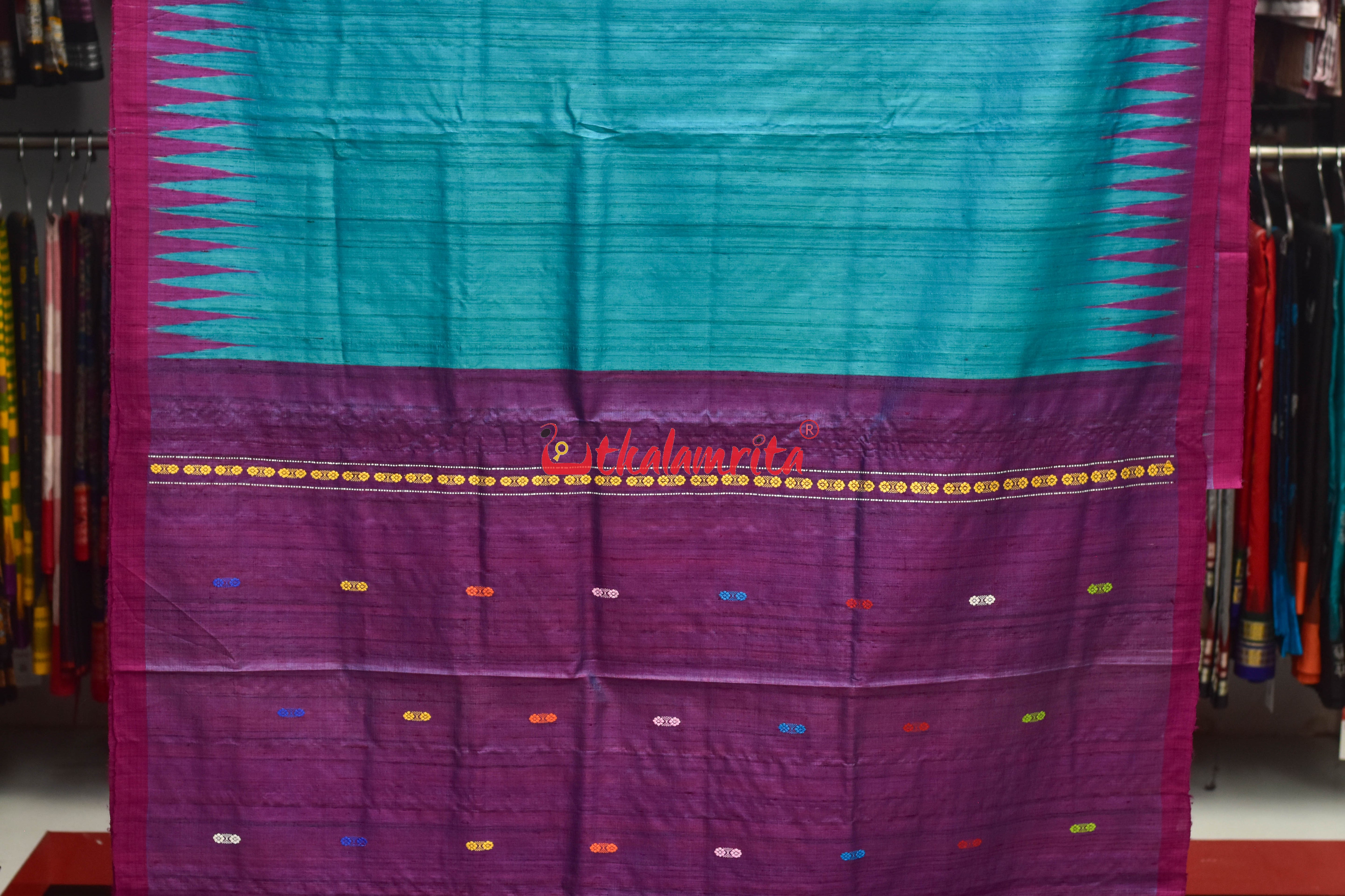 Blue Magenta Ramachandrapedi Silk Saree