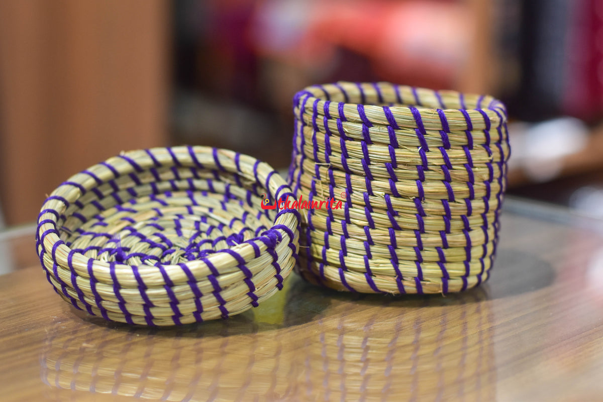 Sabai Grass Violet Thread Jewellery Box