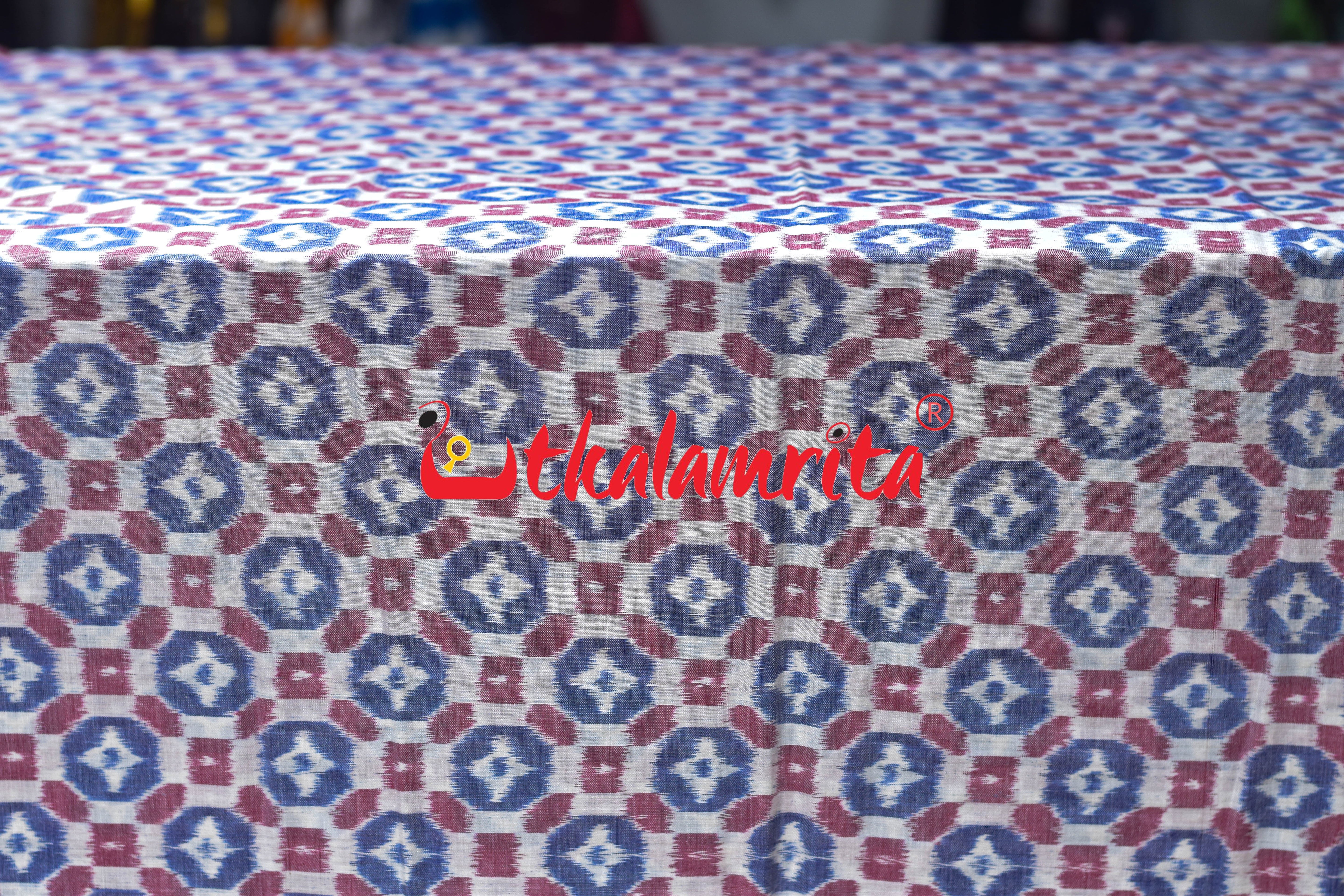 4D White Blue Red Blue Sambalpuri Cotton (Fabric)