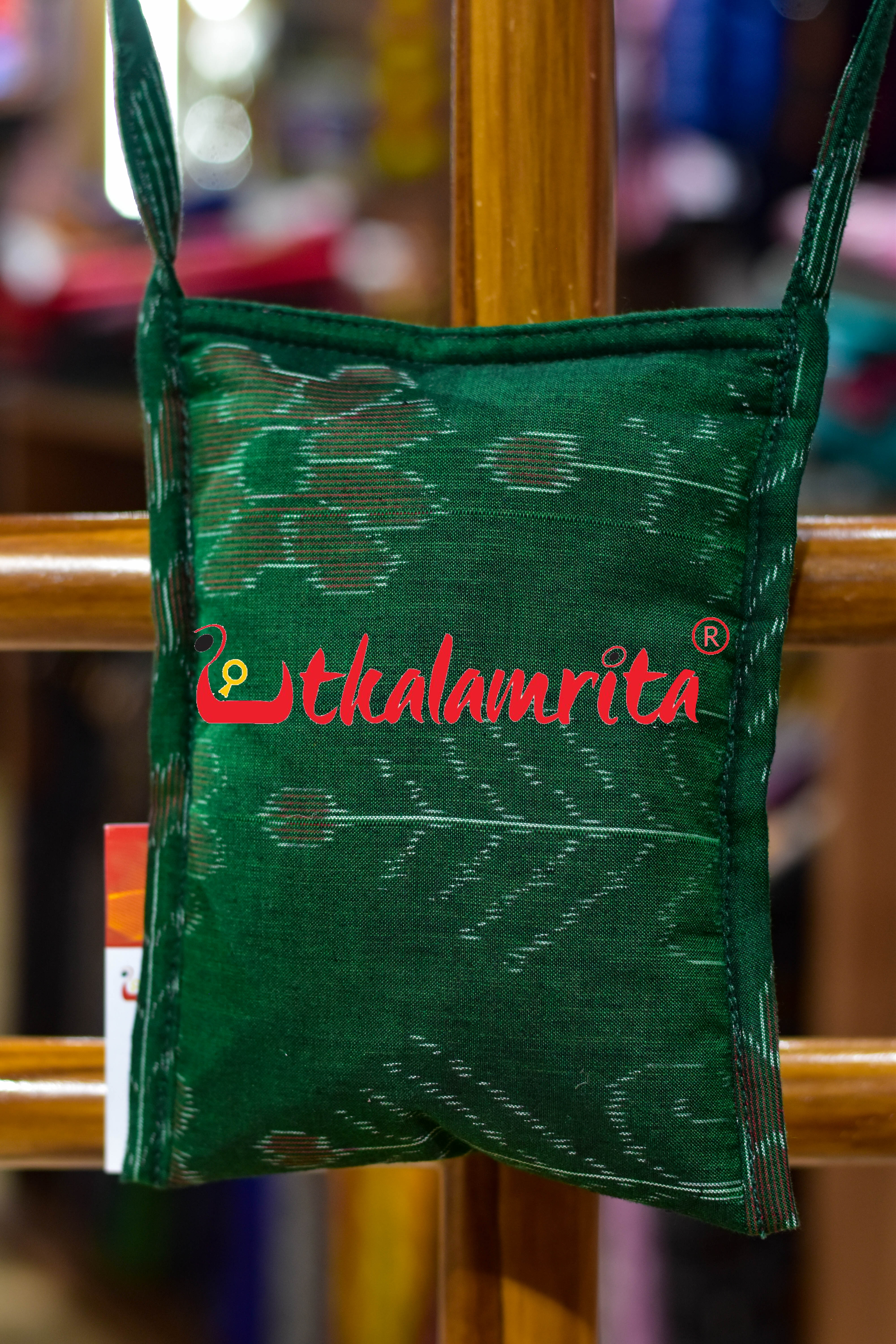 Green Big Flowers Mobile Sling Bag
