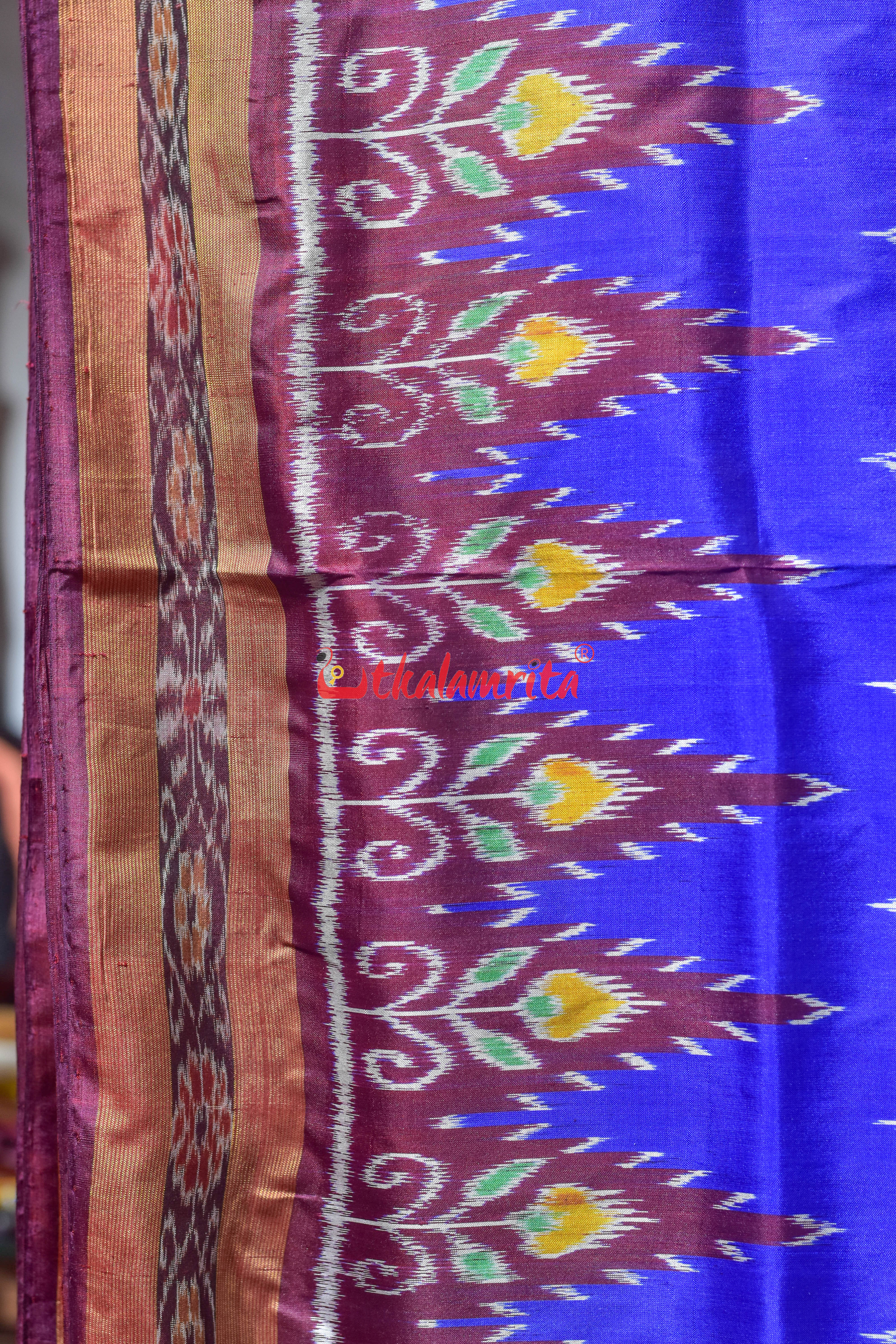 Blue Pasapali Body Khandua Silk Saree