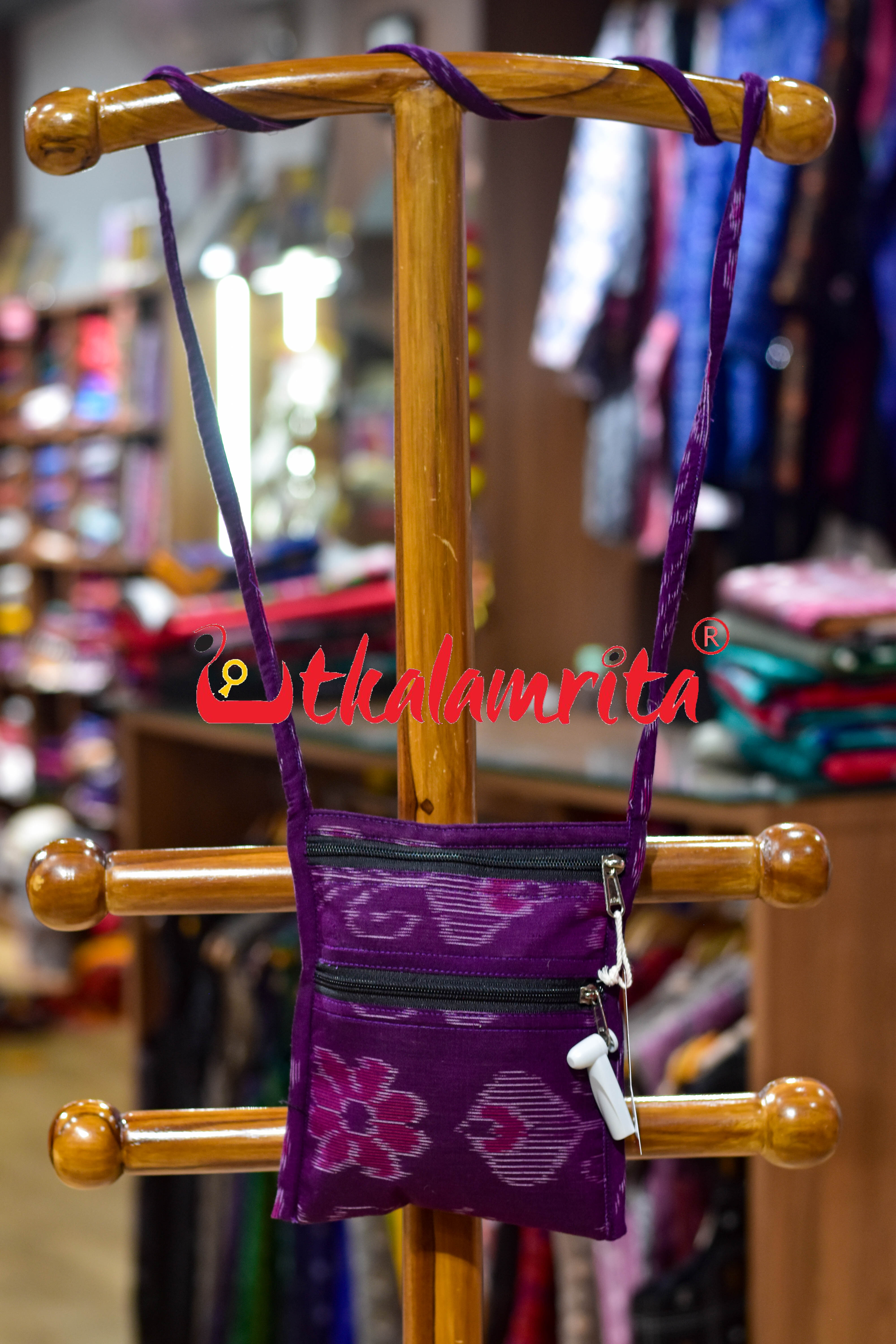 Purple Big Flowers Mobile Sling Bag