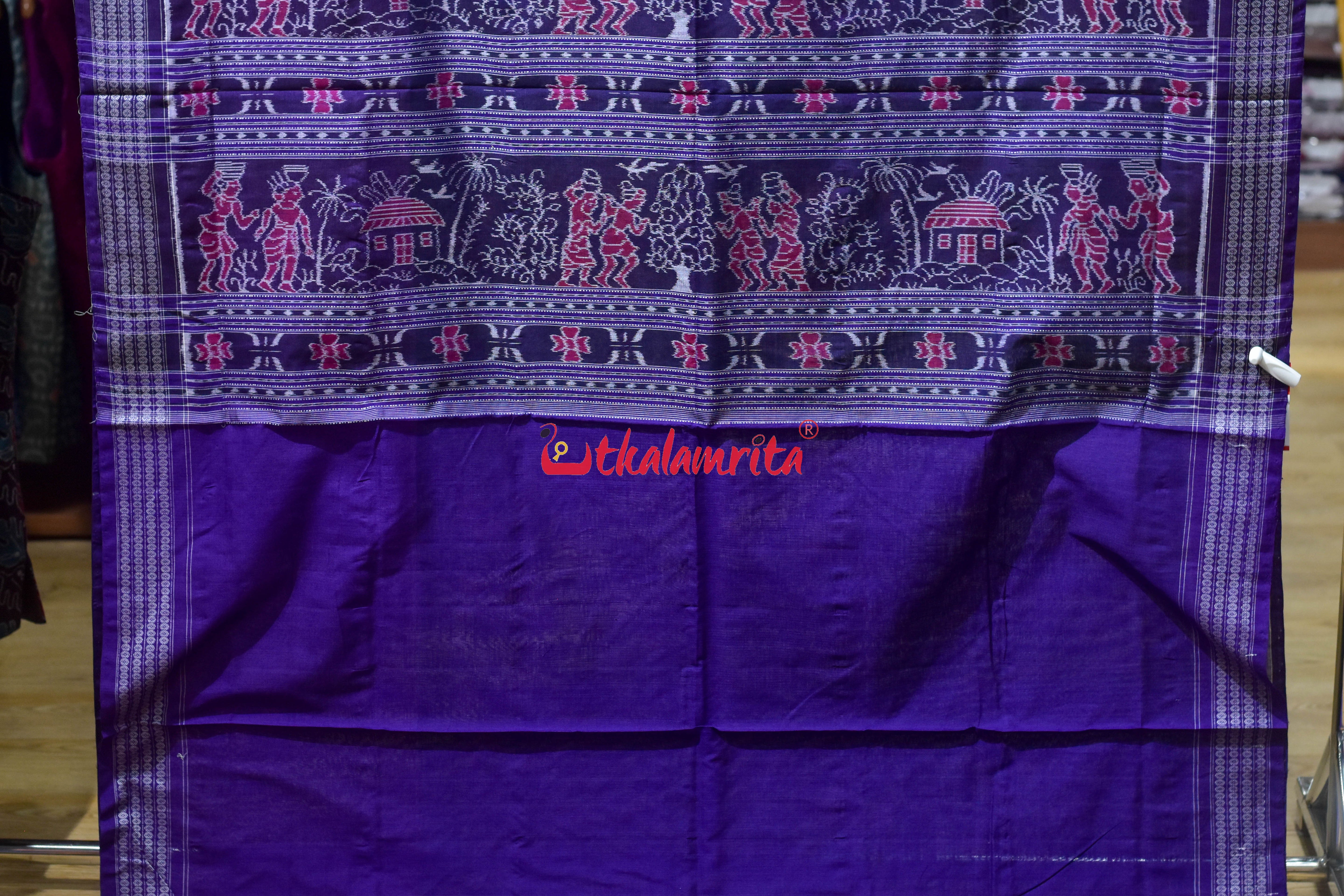 Sea Green Purple Adibasi Sambalpuri Cotton Saree
