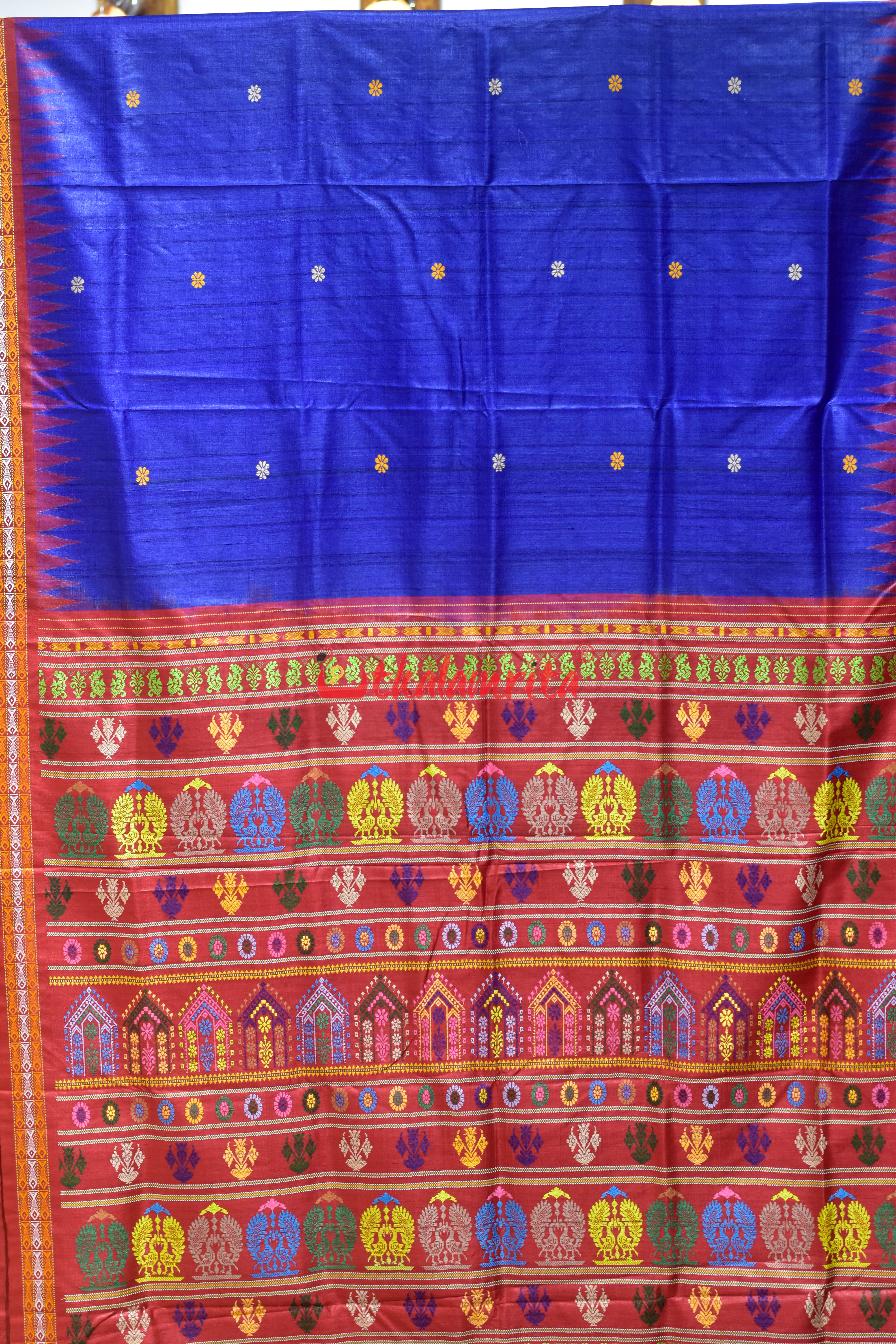 Blue Fish Border Dolabedi Gopalpur Tussar Silk Saree