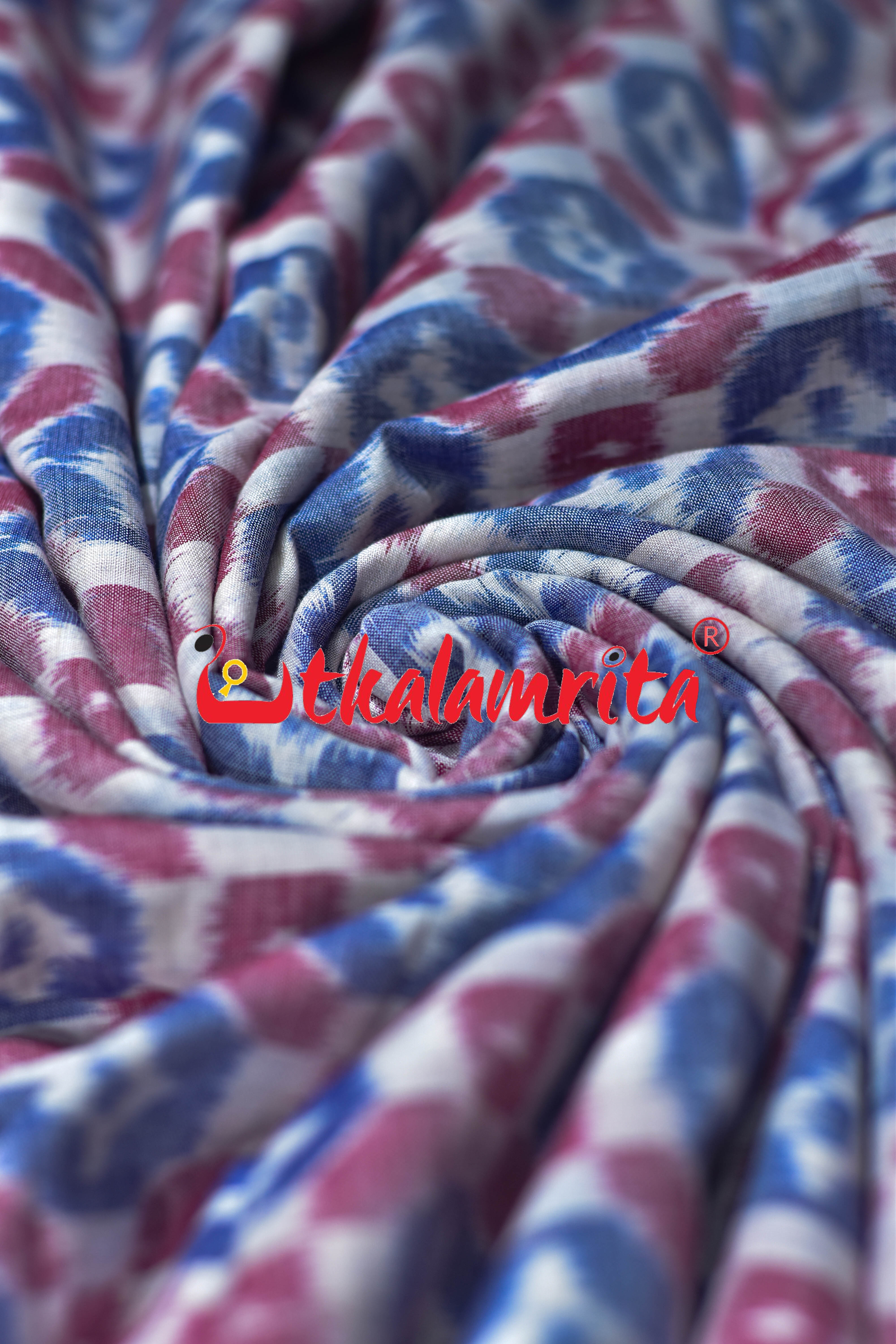 4D White Blue Red Blue Sambalpuri Cotton (Fabric)