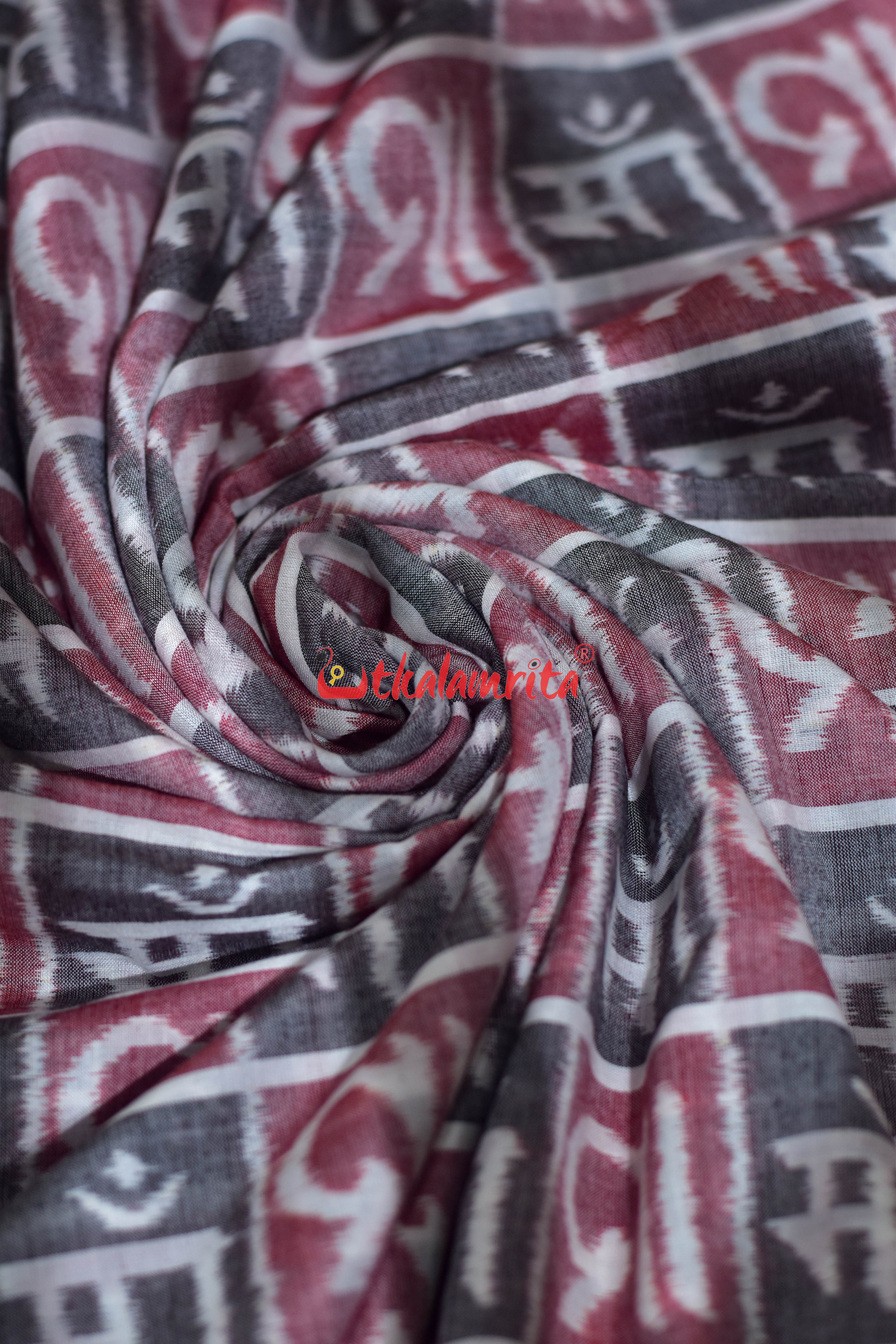 Grey Red Maa Sambalpuri Cotton (Fabric)