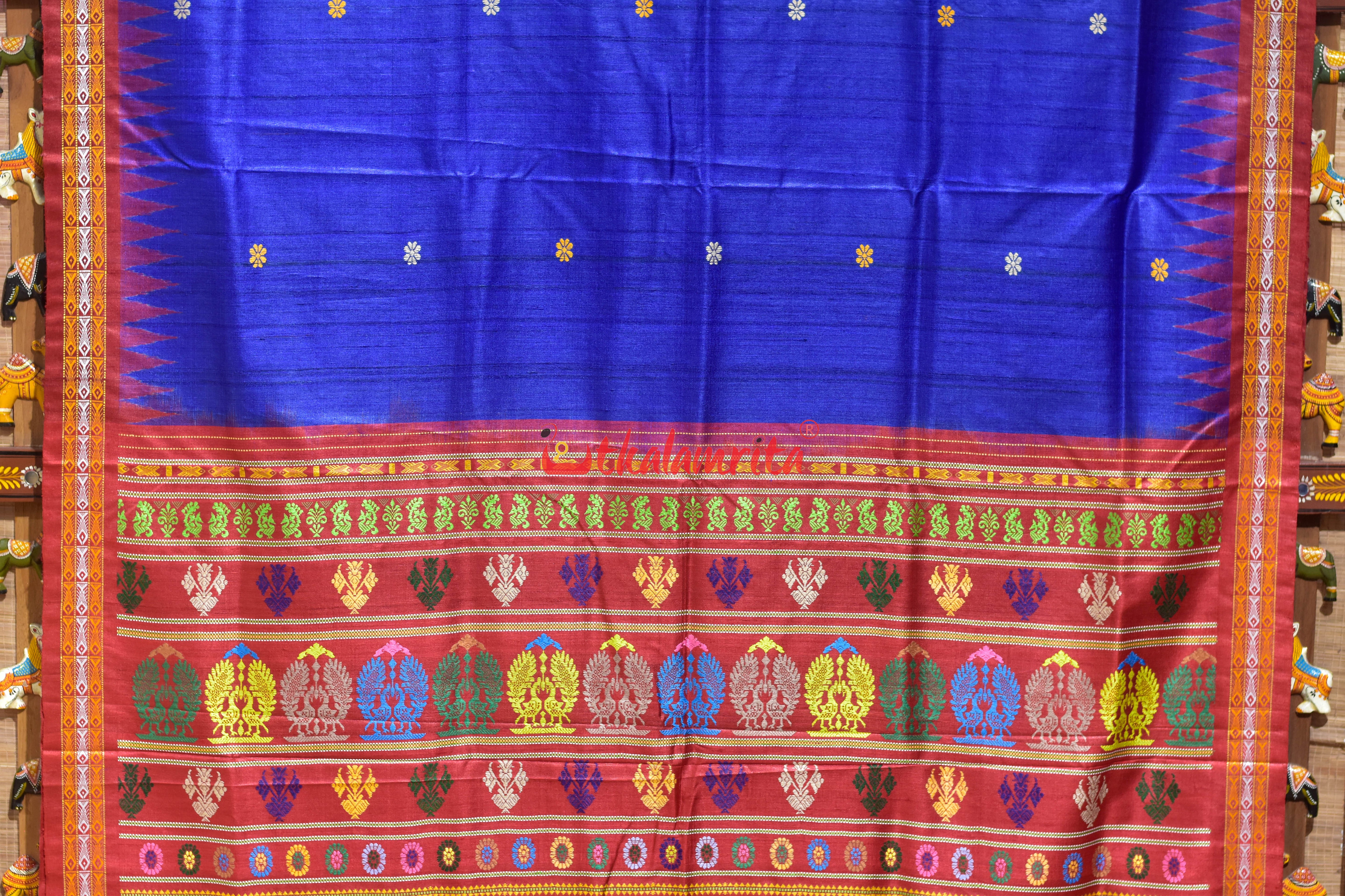 Blue Fish Border Dolabedi Gopalpur Tussar Silk Saree