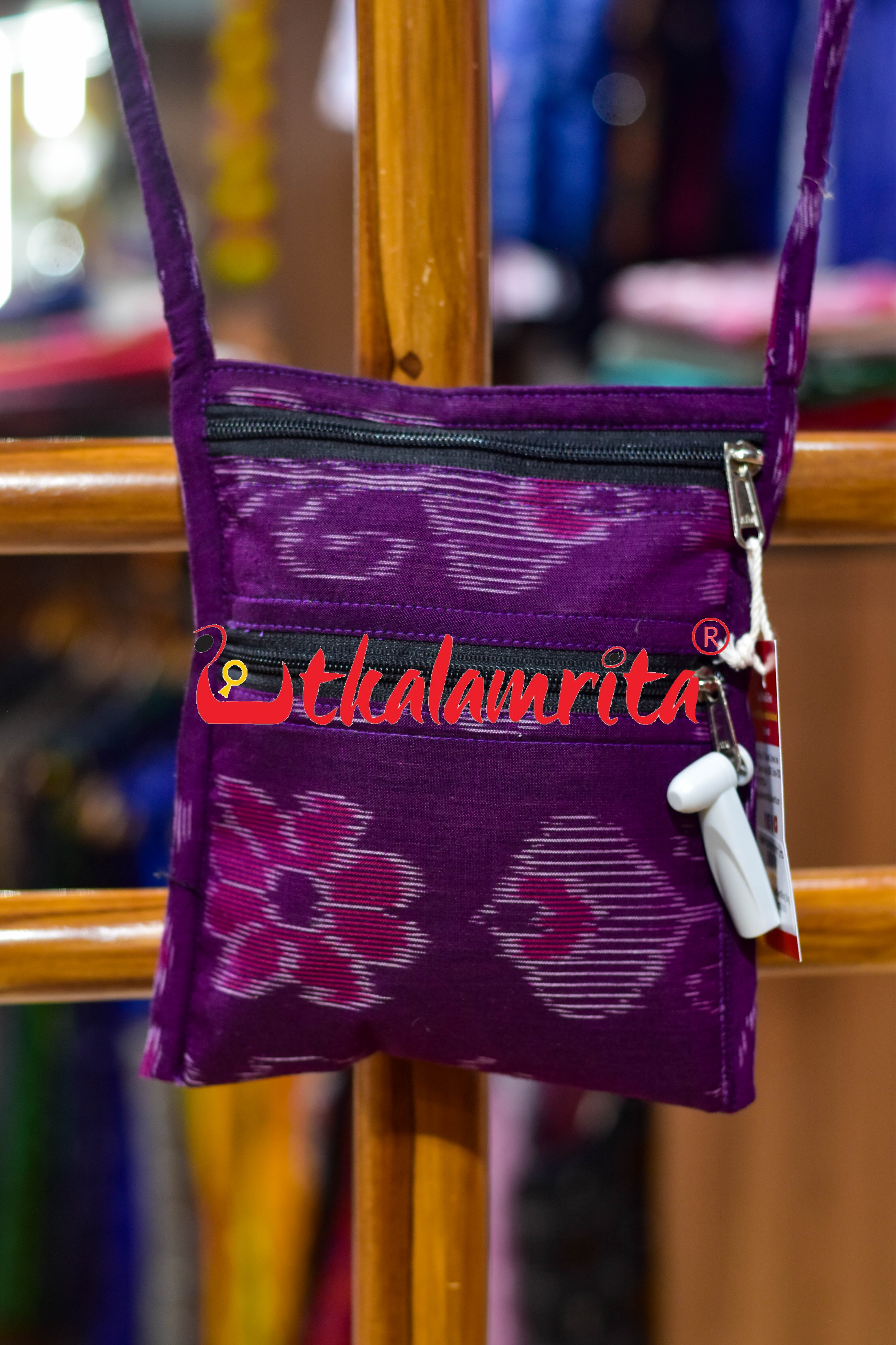 Purple Big Flowers Mobile Sling Bag