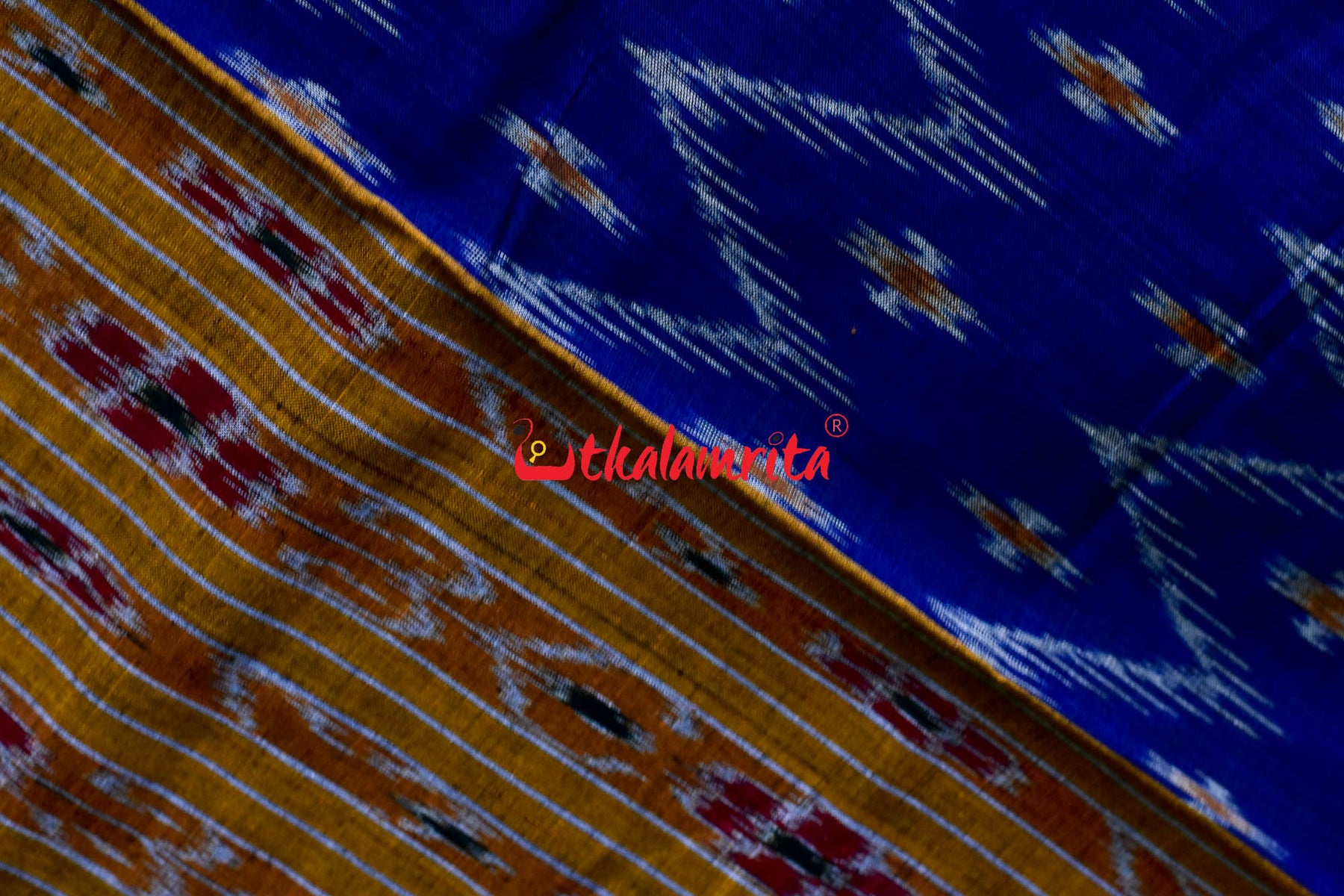 Borderless Zigzag Flower Khandua Cotton Saree