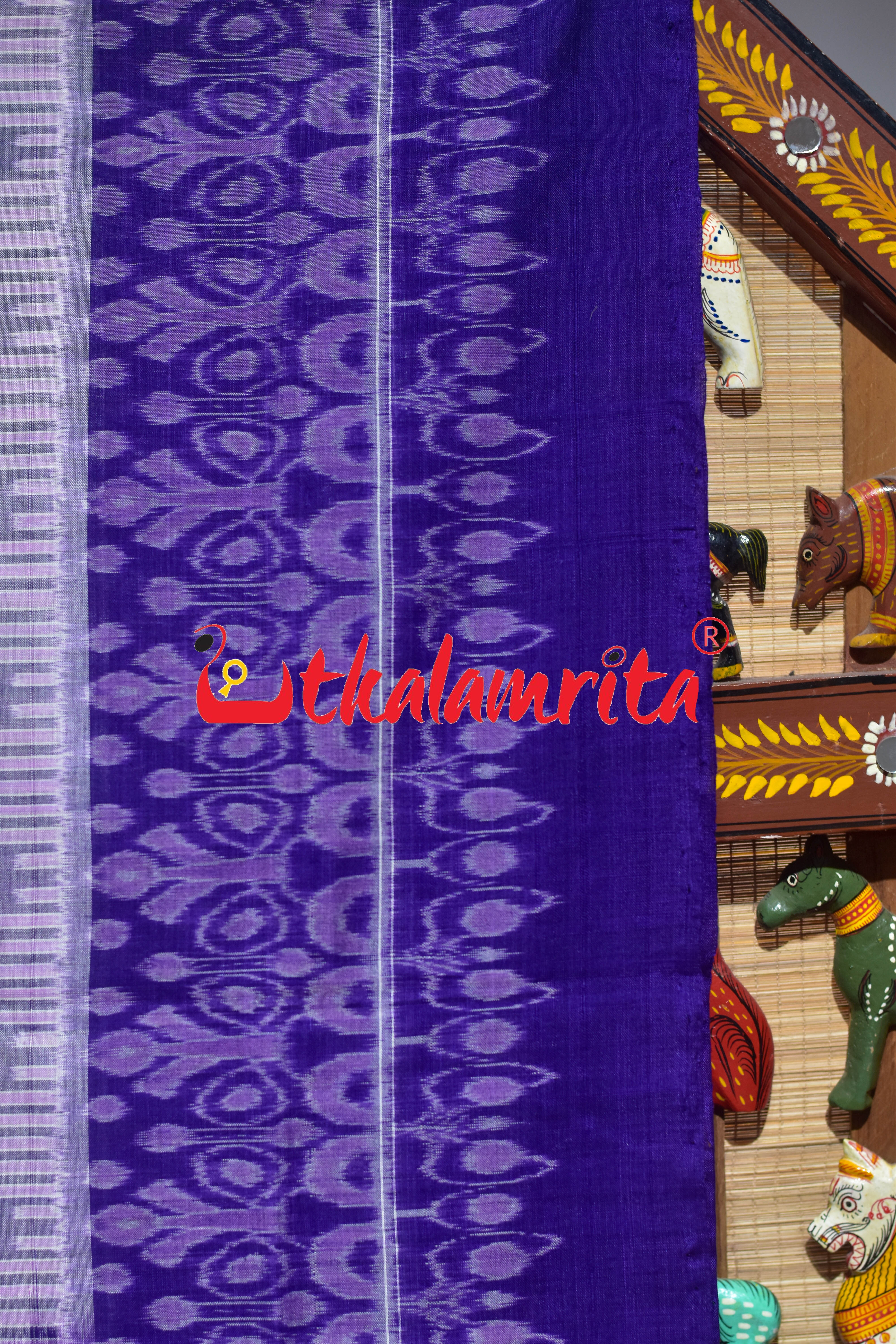 Grey Purple Dhanpatri Sambalpuri Cotton Saree