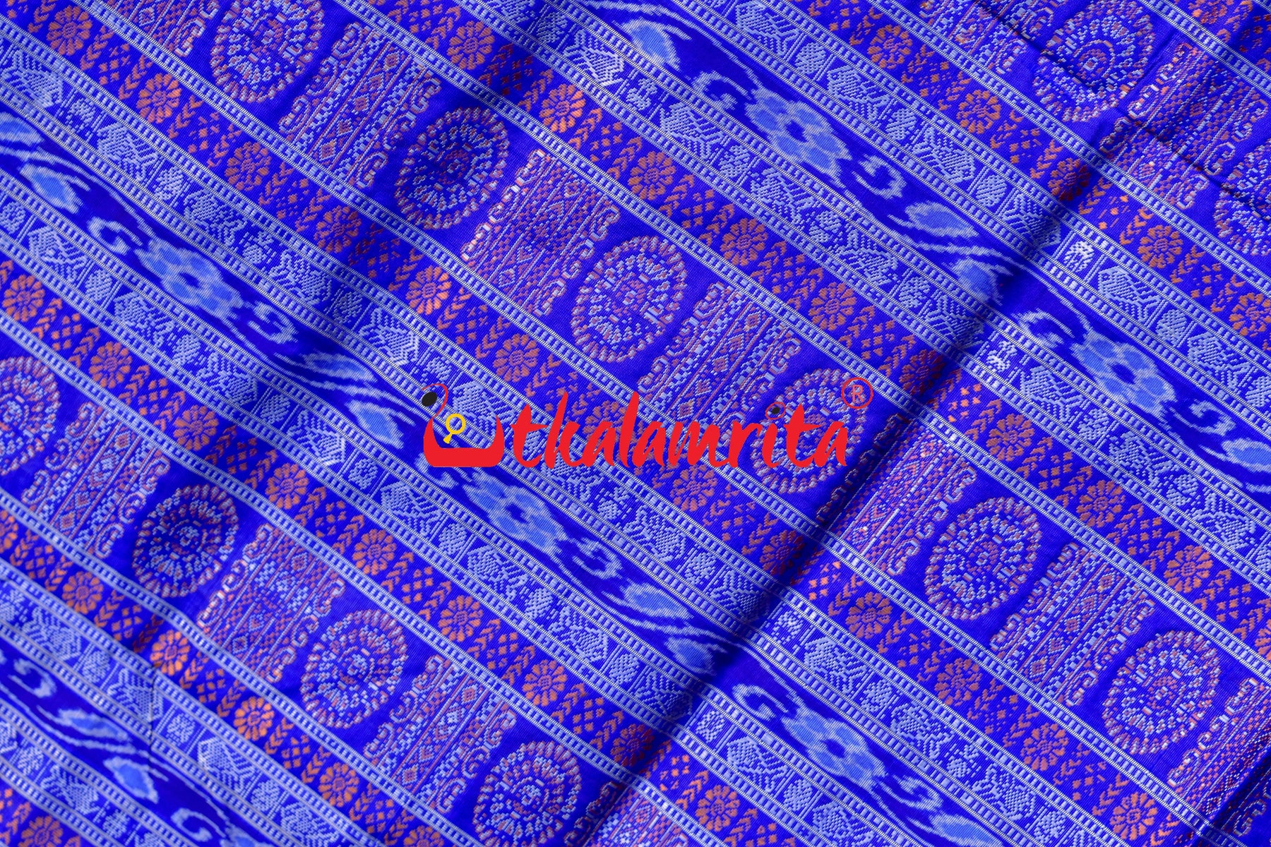Plain Kumbha Magenta Blue Sambalpuri Silk