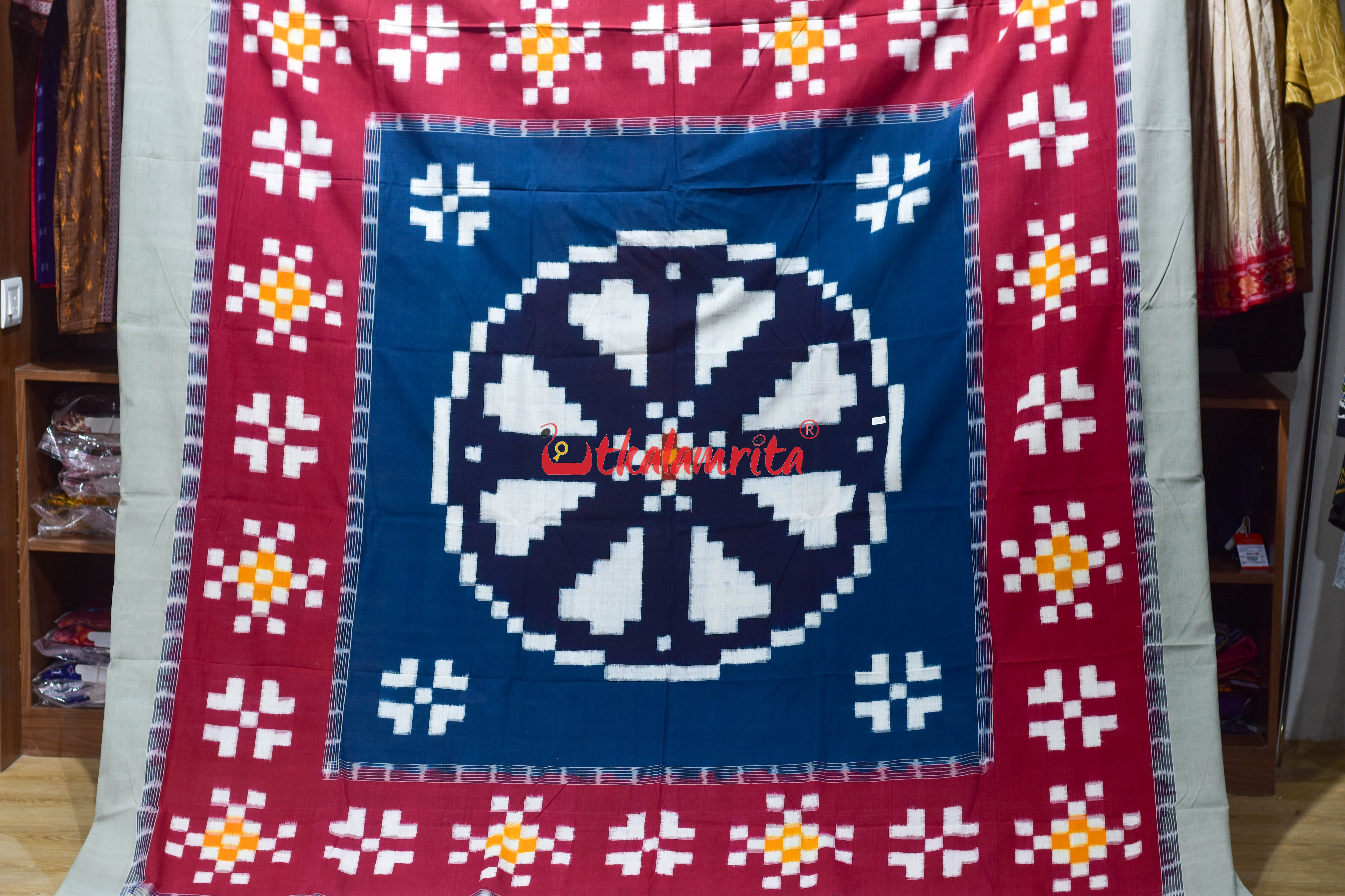 Red Navy Blue Tara Pasapali (Double Bedsheet)
