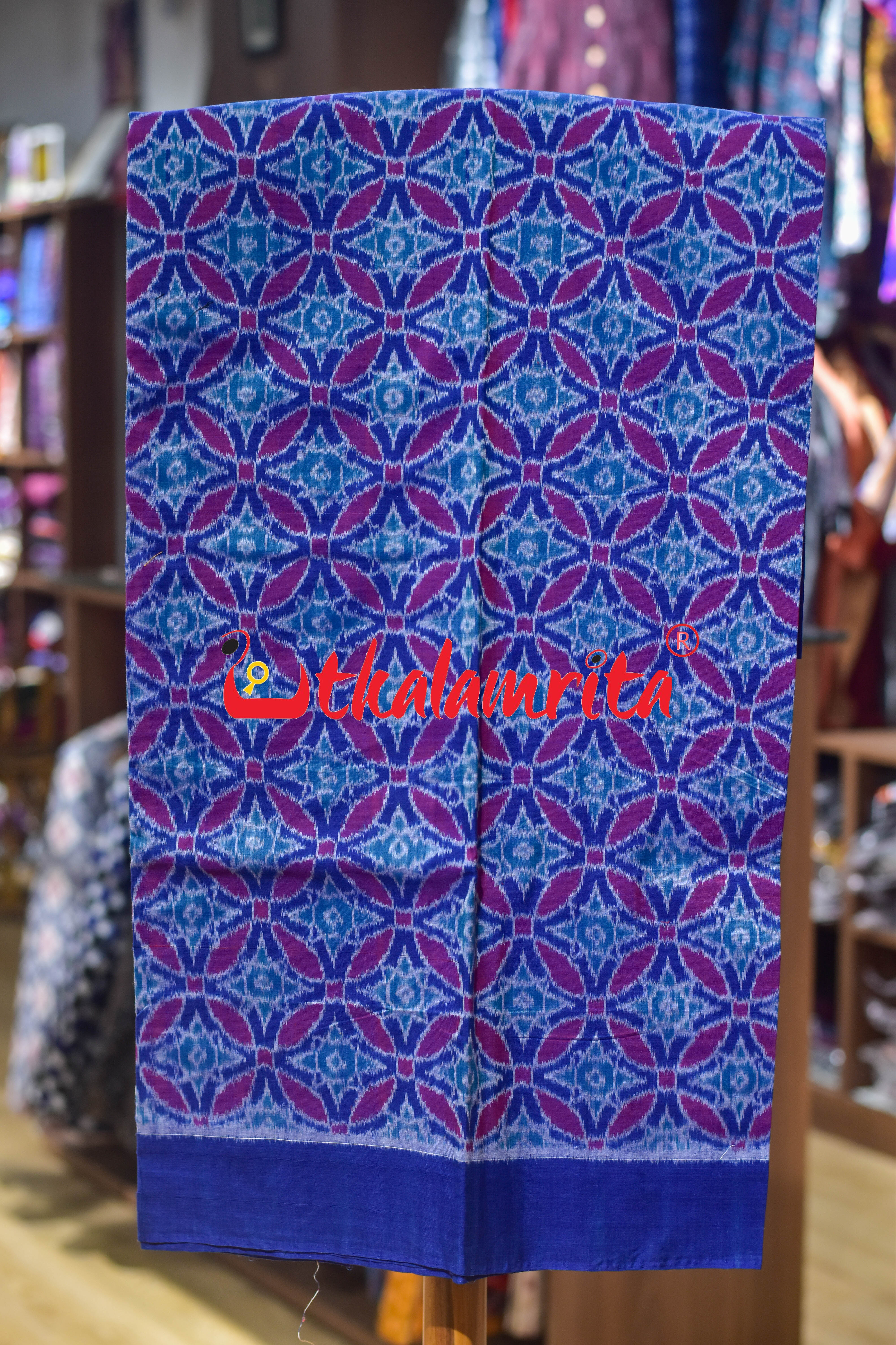 Blue Red Star Flower Cotton Dress Set