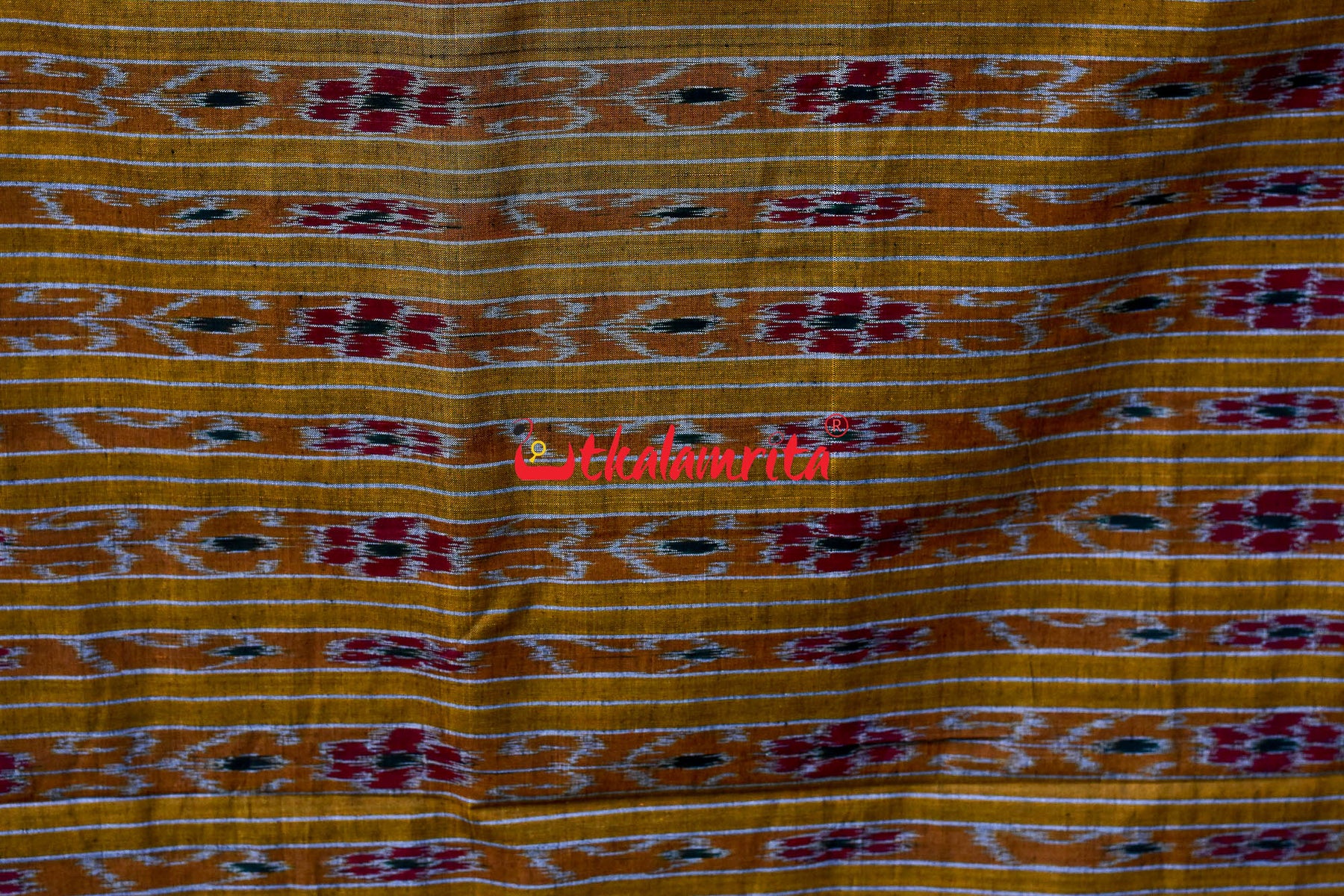 Borderless Zigzag Flower Khandua Cotton Saree