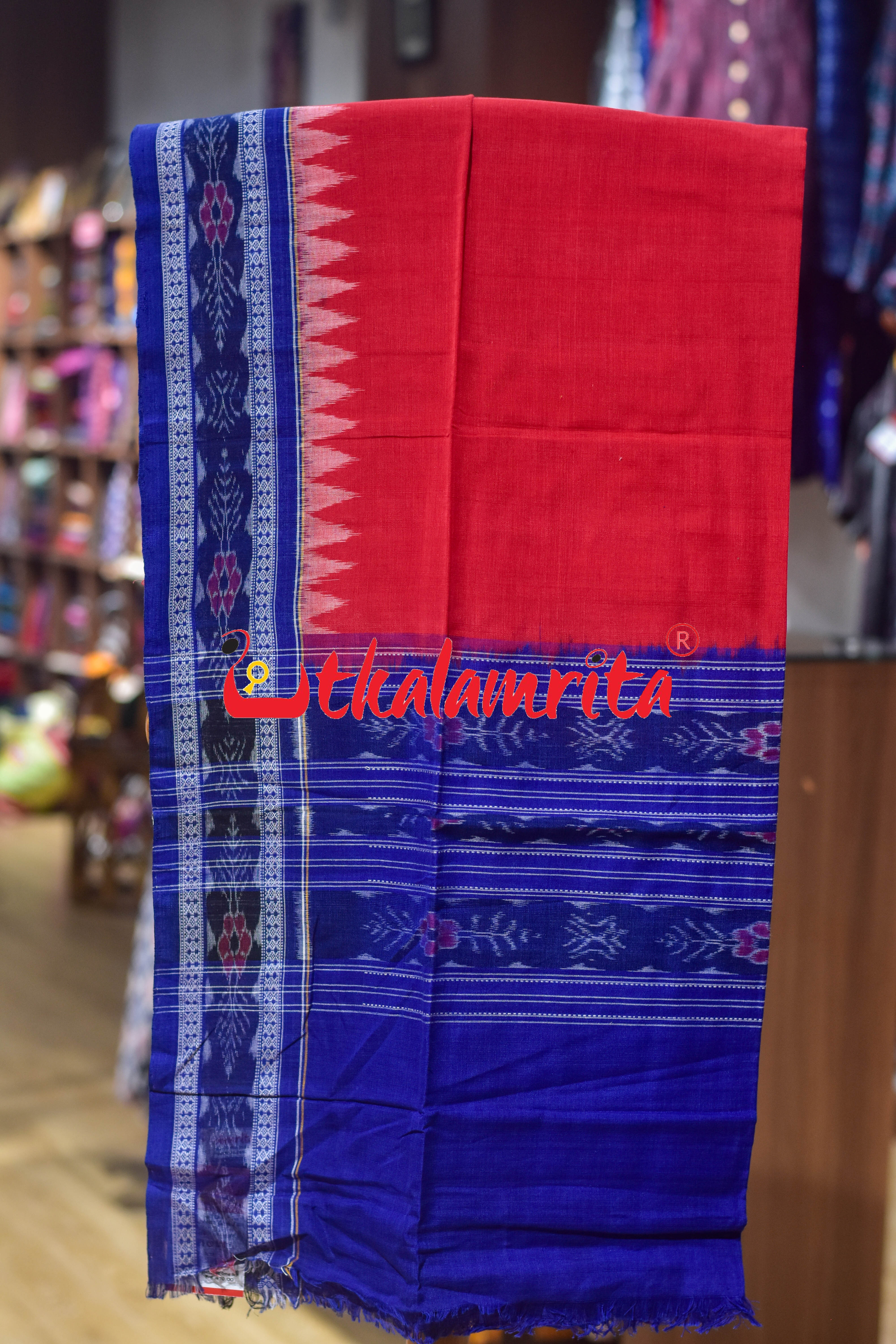 Blue Red Star Flower Cotton Dress Set