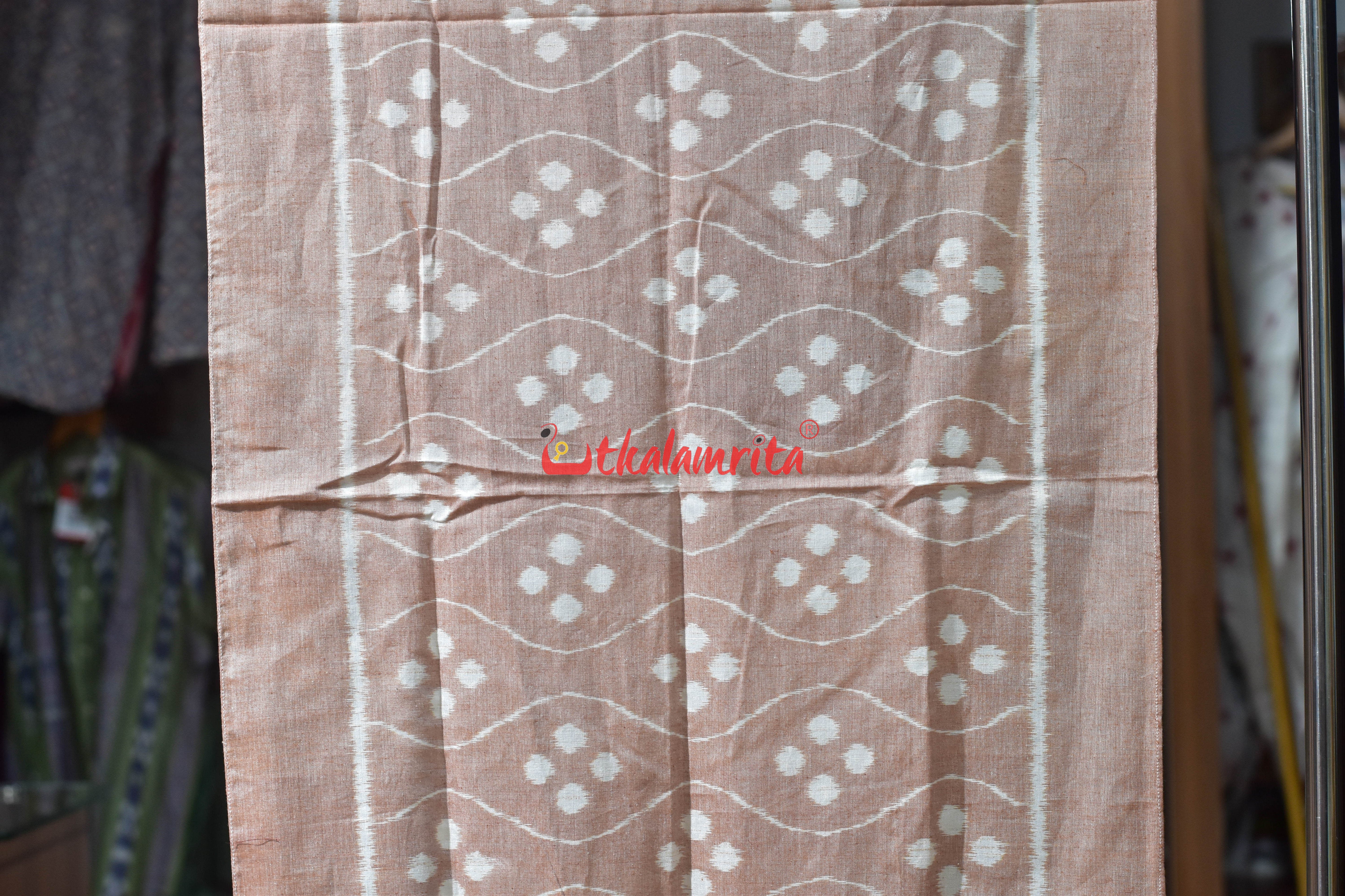 Peach Dotty Waves Khandua Cotton Stole