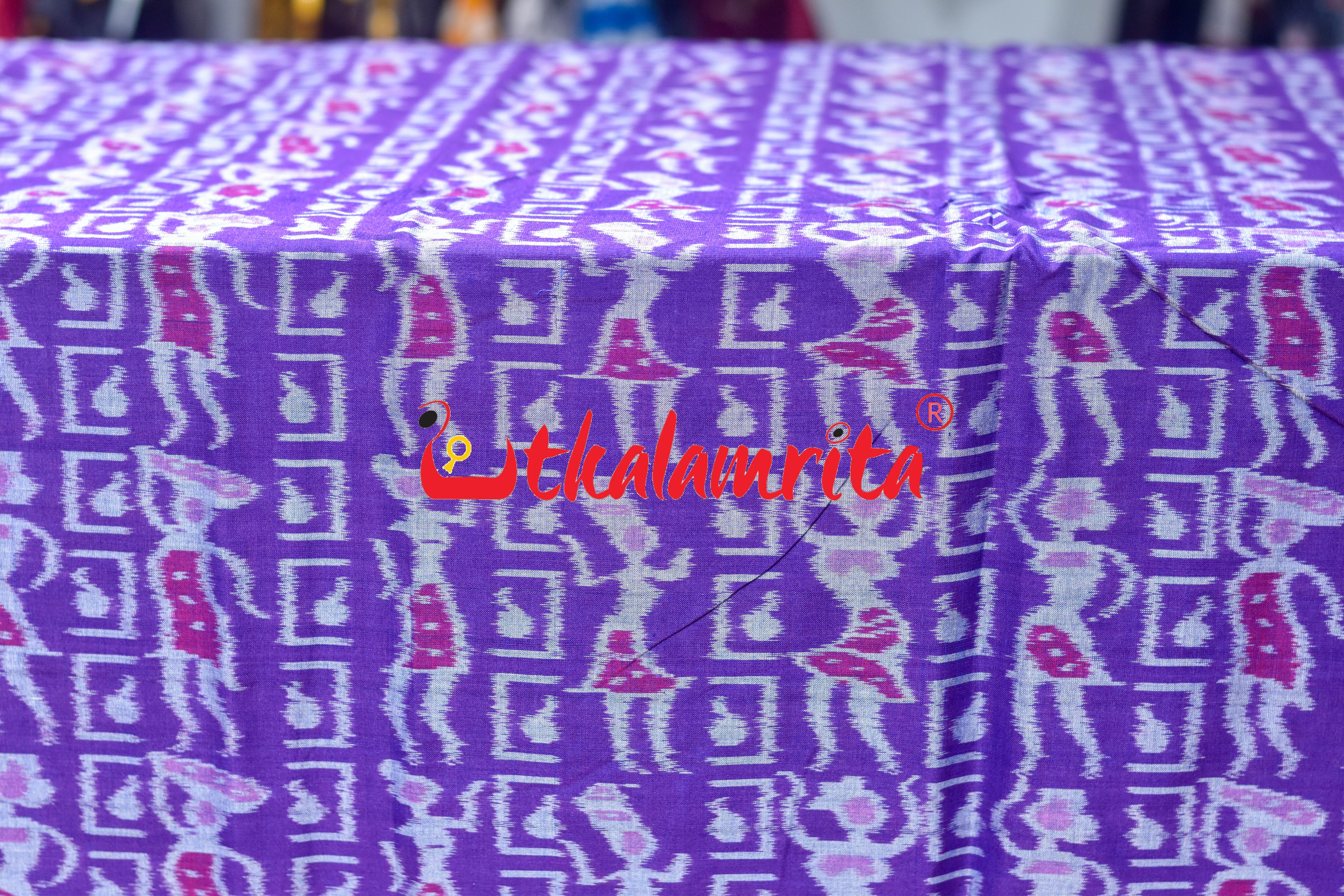 Purple Dancing Tribals Sambalpuri Cotton (Fabric)
