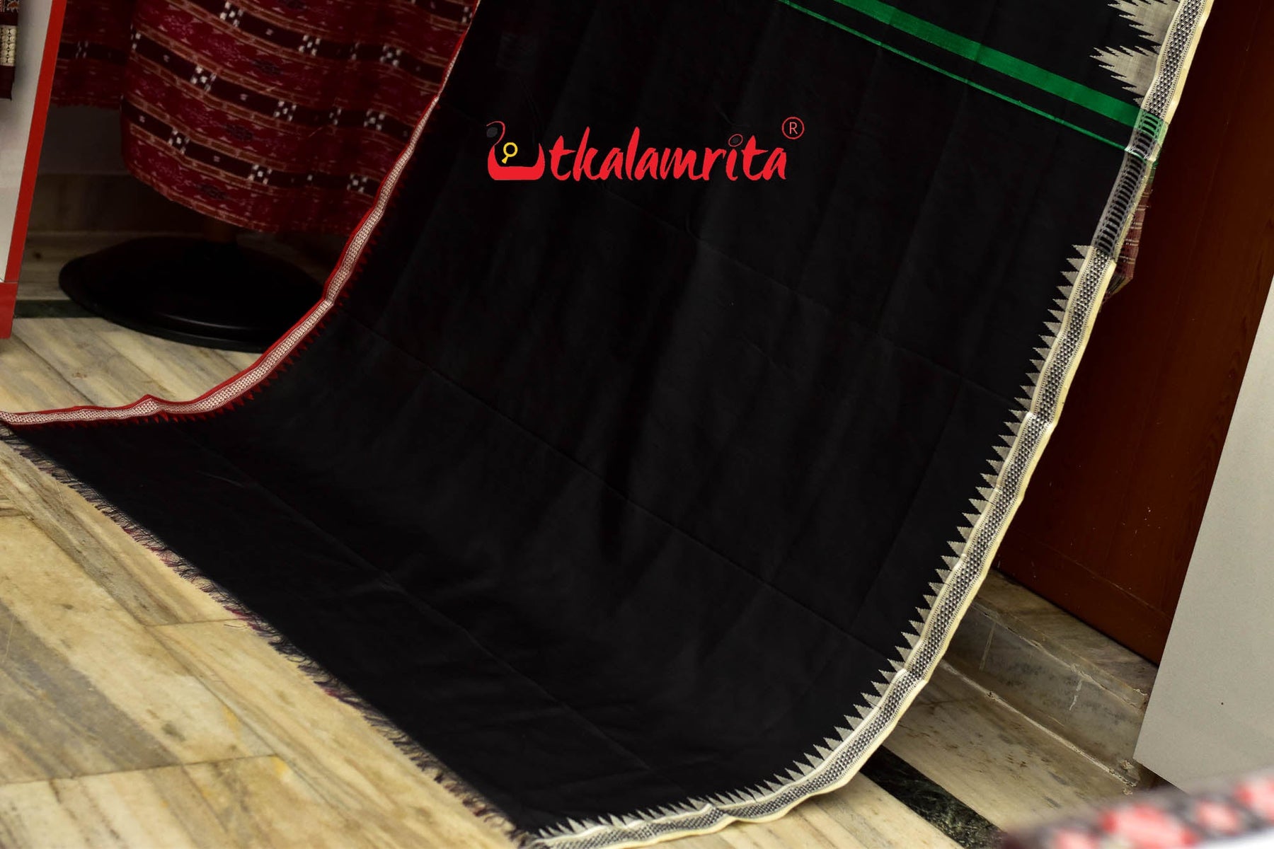 Black Ganga Jamuna Double Anchal Berhampuri Silk Saree