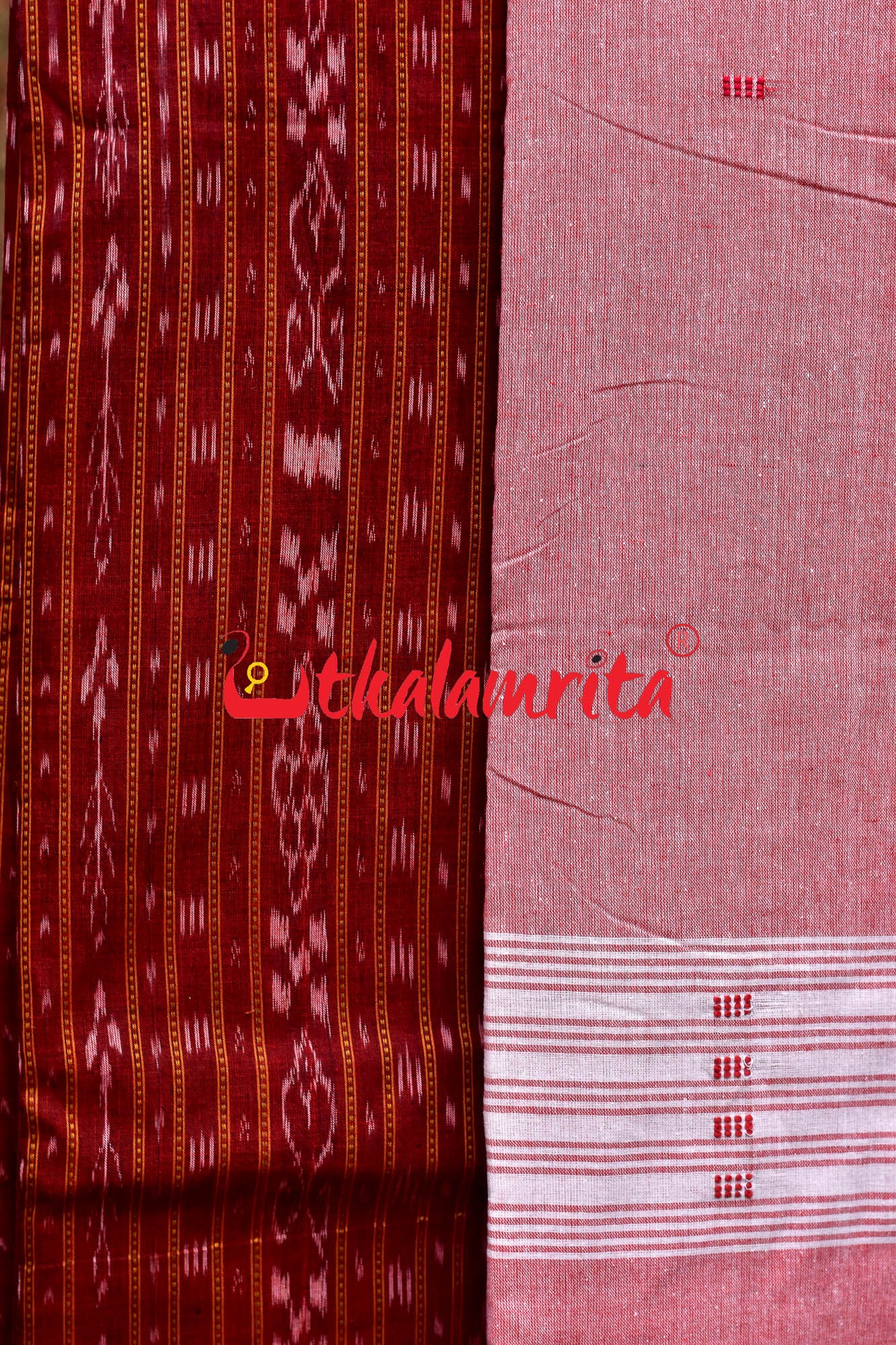 Maroon Pink Ikat Dress Set