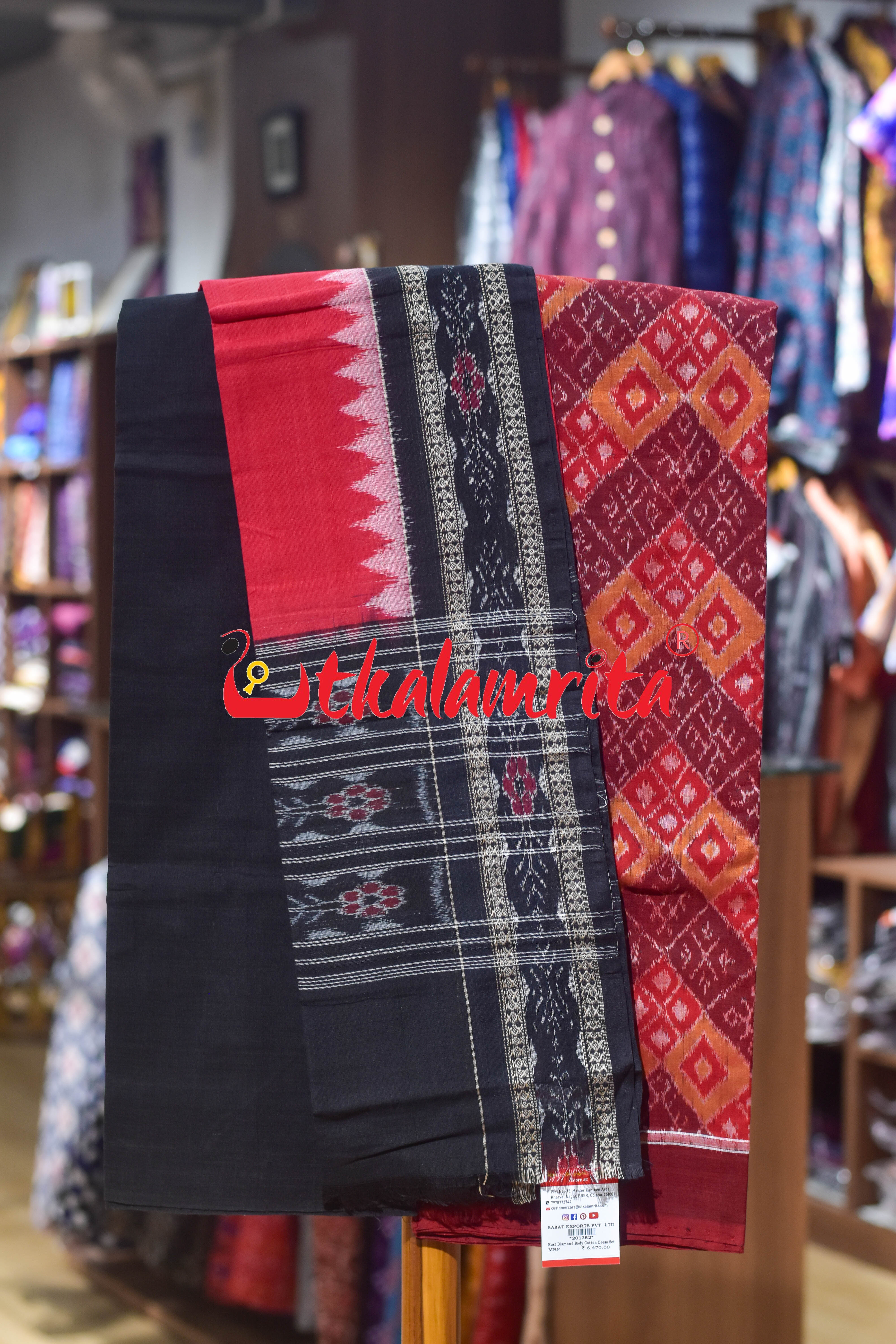 Rust Diamond Body Cotton Dress Set