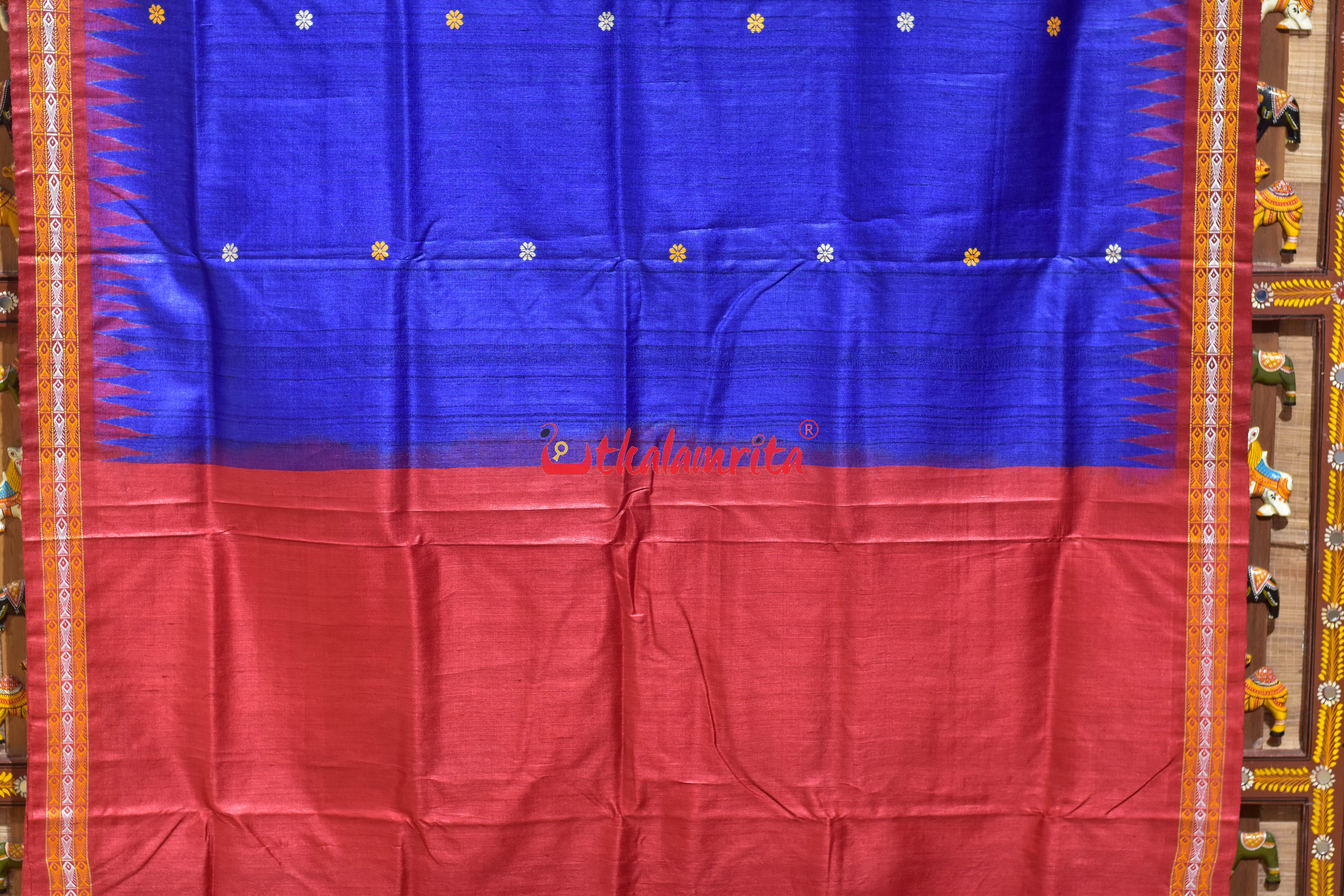 Blue Fish Border Dolabedi Gopalpur Tussar Silk Saree