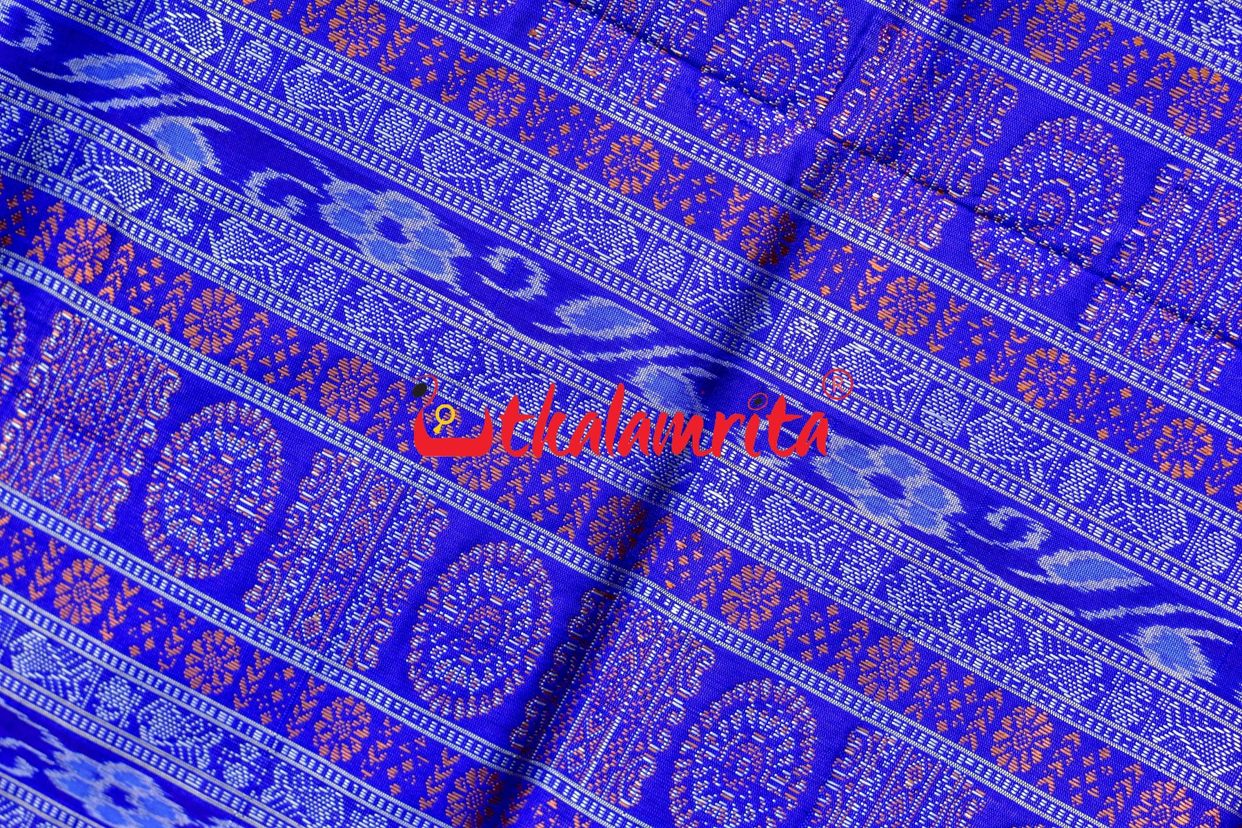 Plain Kumbha Magenta Blue Sambalpuri Silk