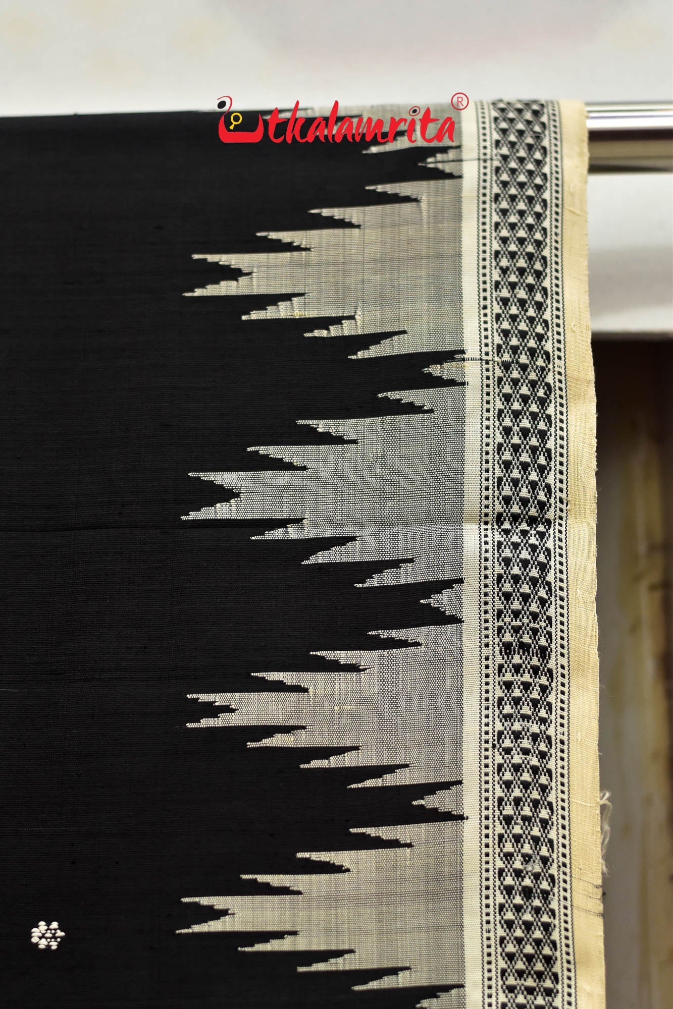 Black Ganga Jamuna Double Anchal Berhampuri Silk Saree